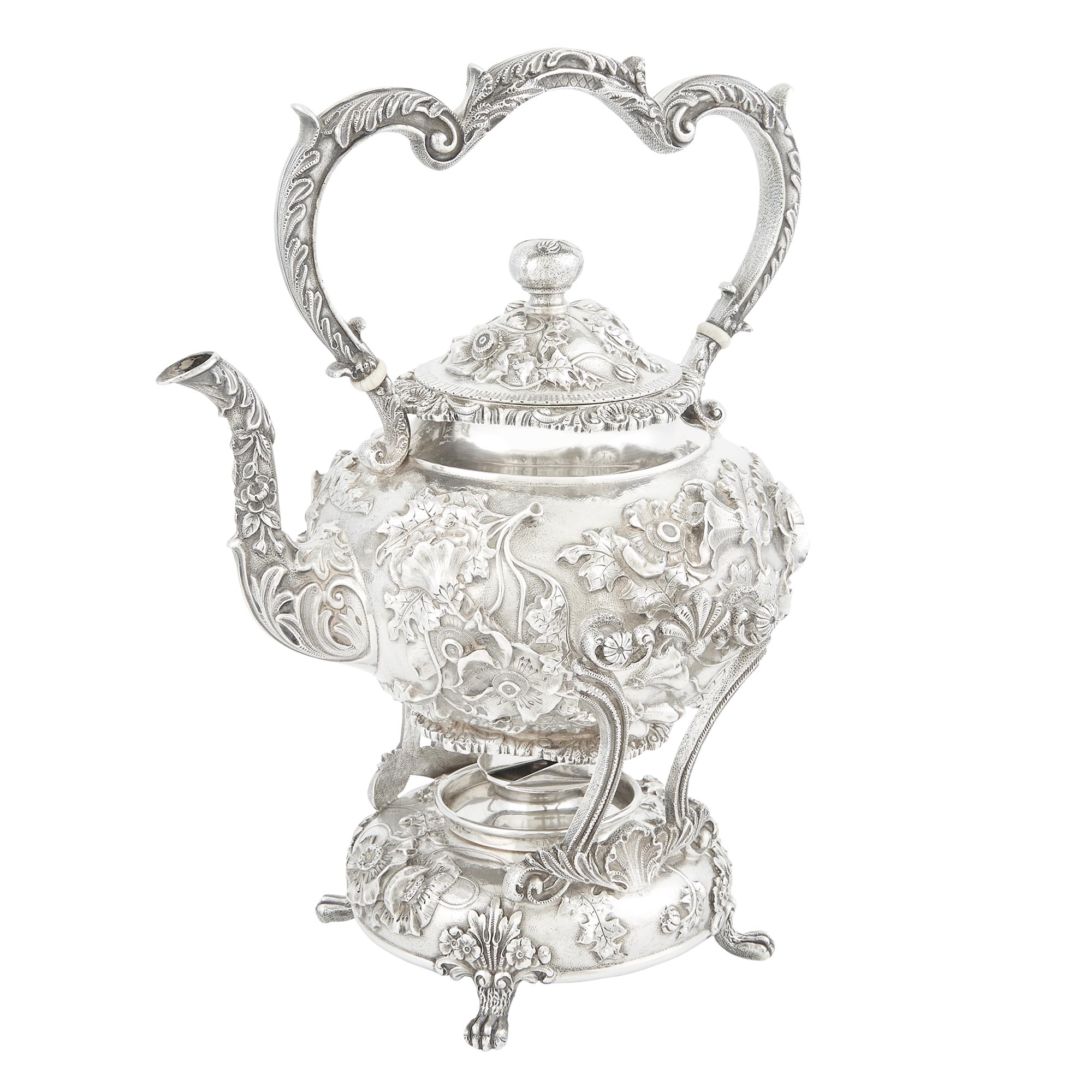 Lot image - S. Kirk & Son Co. Sterling Silver Kettle-on-Stand