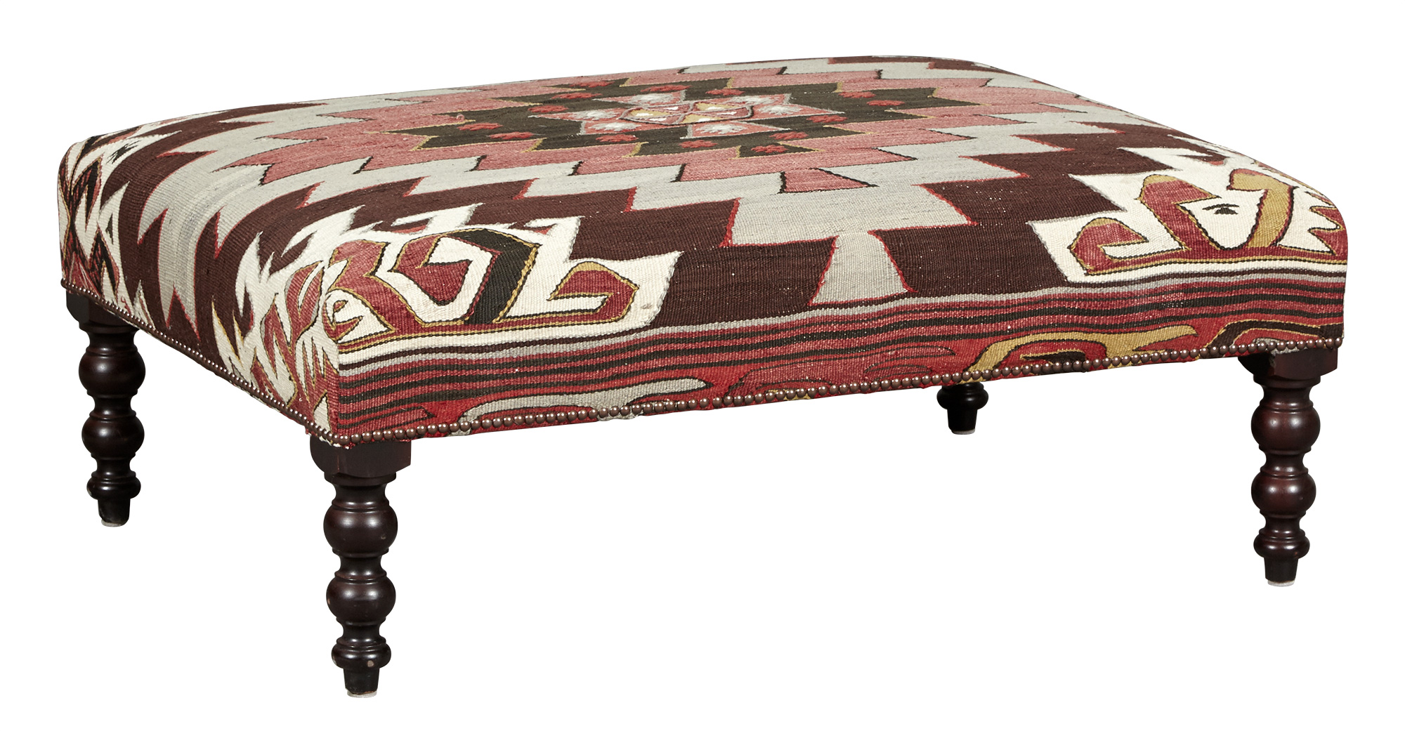 Lot image - George Smith Kilim-Upholstered Ottoman
