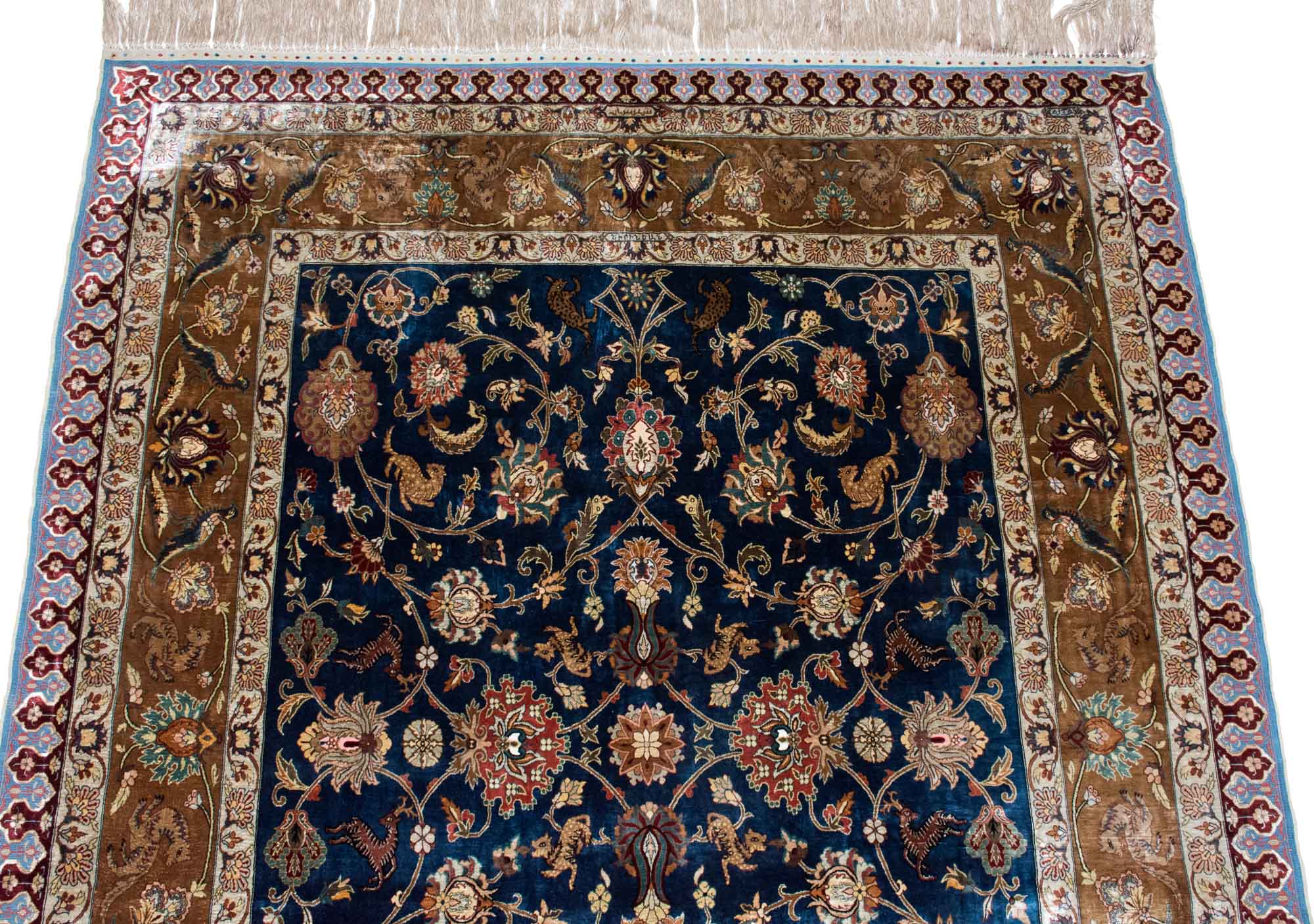 Lot image - Silk and Metallic Thread Hereke Rug