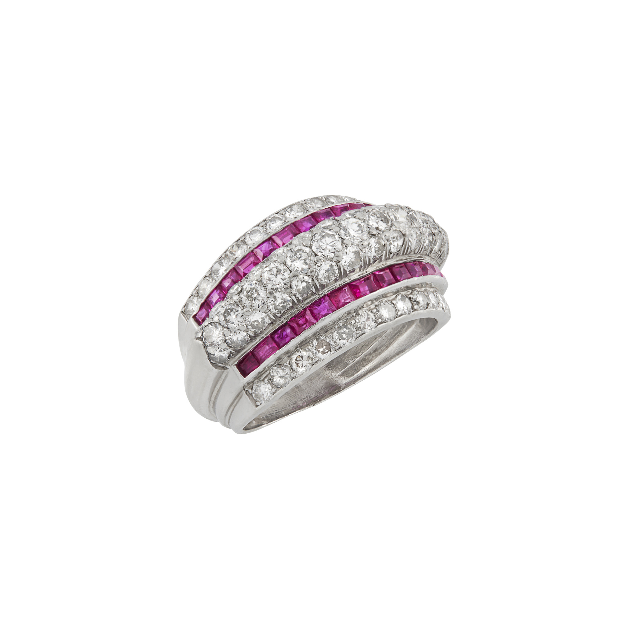 Lot image - Platinum, Ruby and Diamond Band