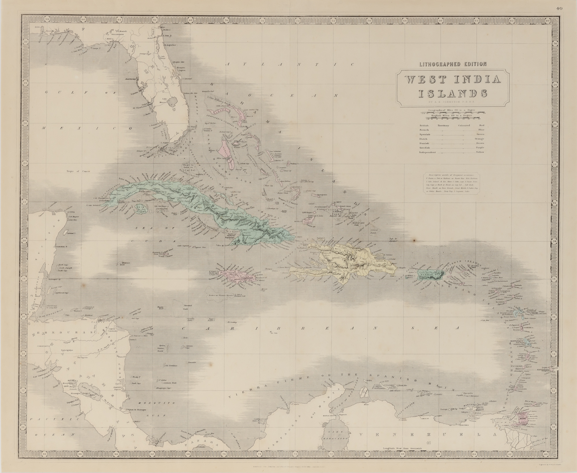 Lot image - [MAP-WEST INDIES]  JOHNSTON, A. K. West India Islands.
