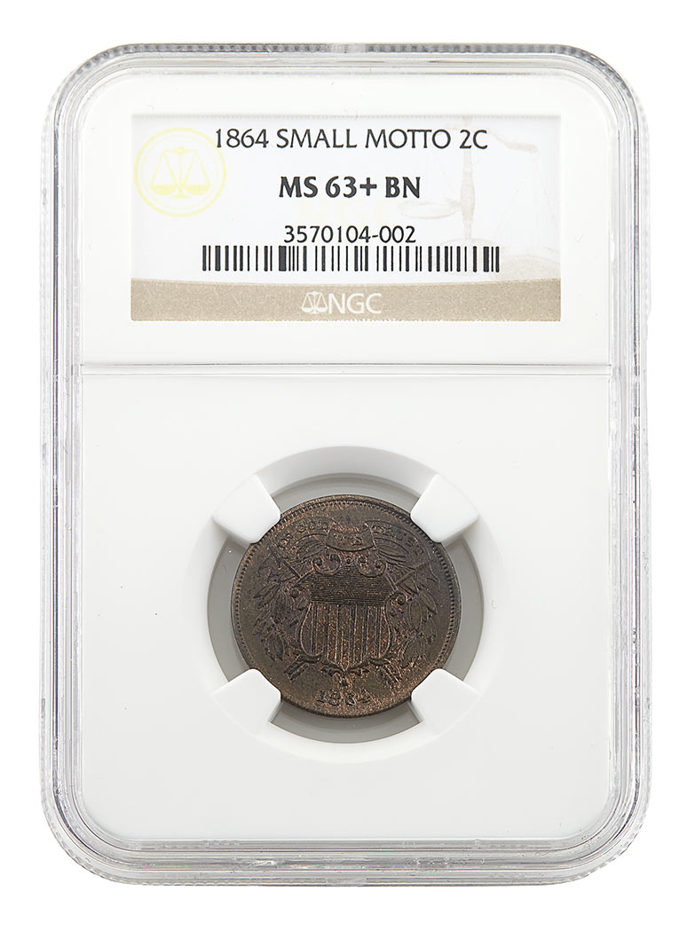 Lot image - United States 1864 Small Motto 2 Cents