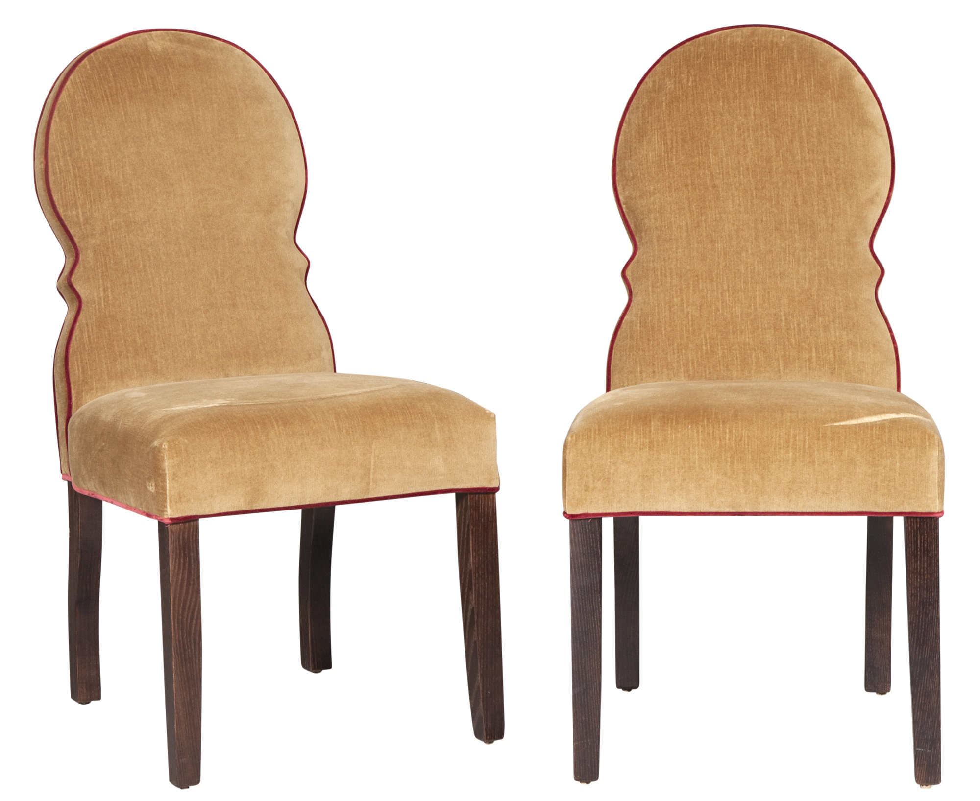 Lot image - Set of Sixteen Upholstered Stained Wood Dining Chairs