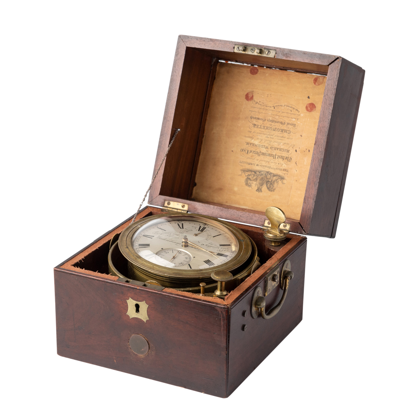 Lot image - Richard Widenham Mahogany Cased 8-Day Brass Chronometer