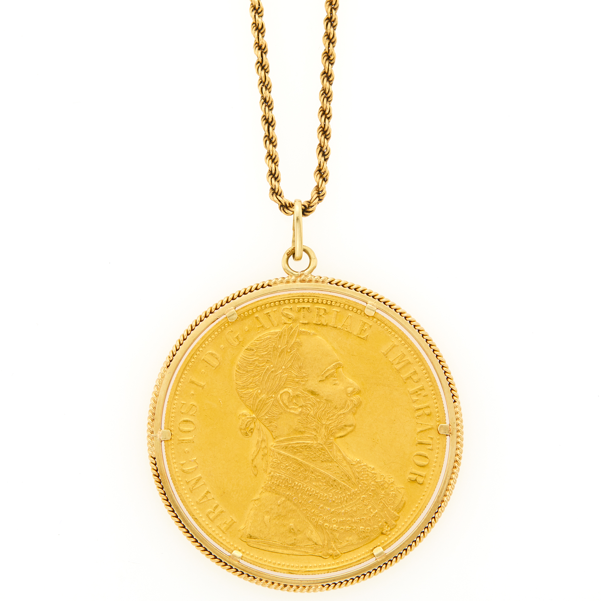 Lot image - Gold Austrian Coin Pendant with Chain Necklace