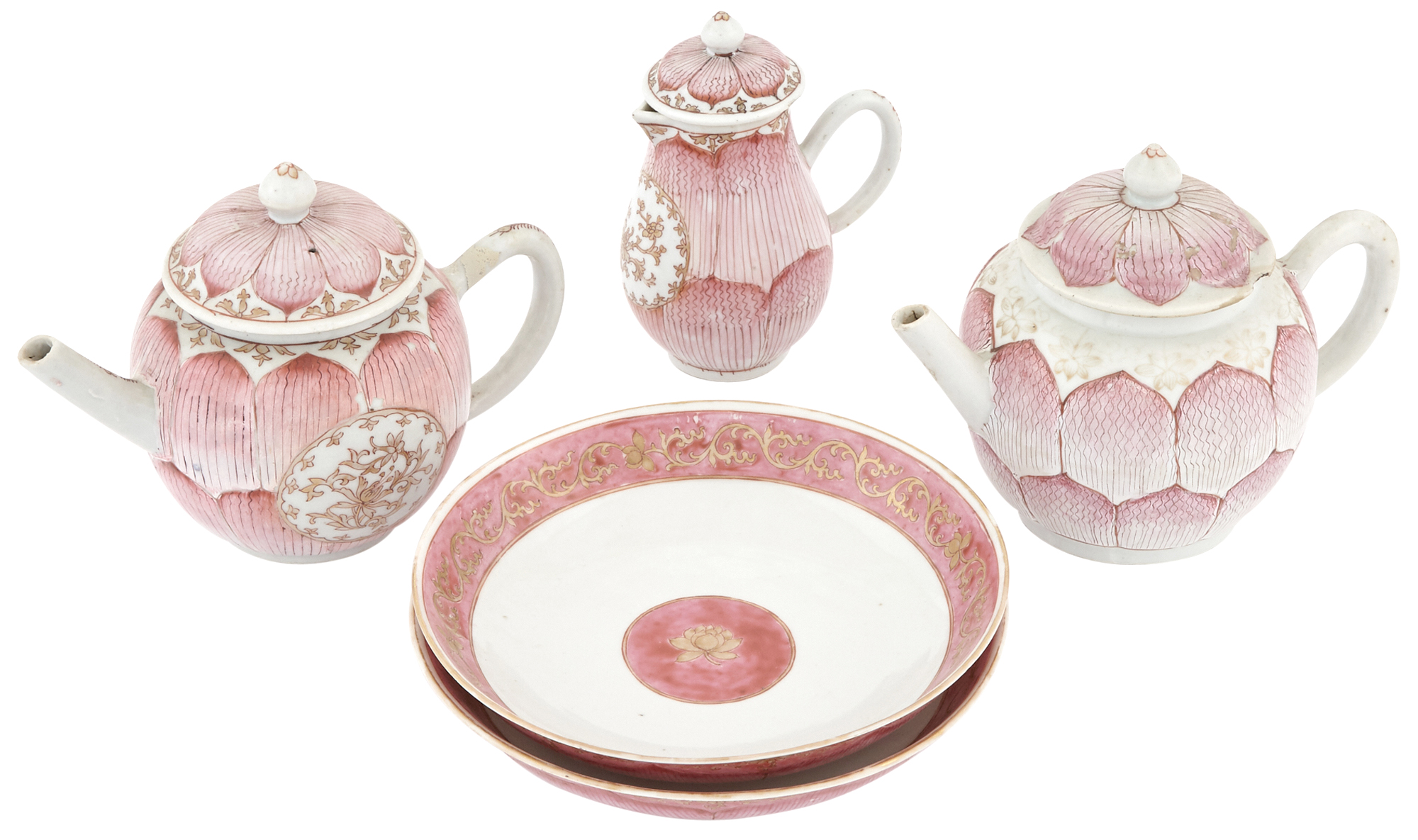 Lot image - Chinese Export Porcelain Lotus Partial Tea Service
