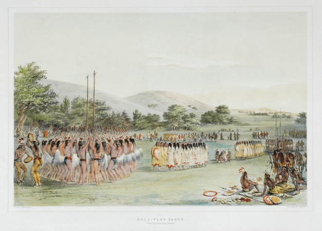 Lot image - After George Catlin BALL-PLAY DANCE Hand-colored lithograph by McGahey