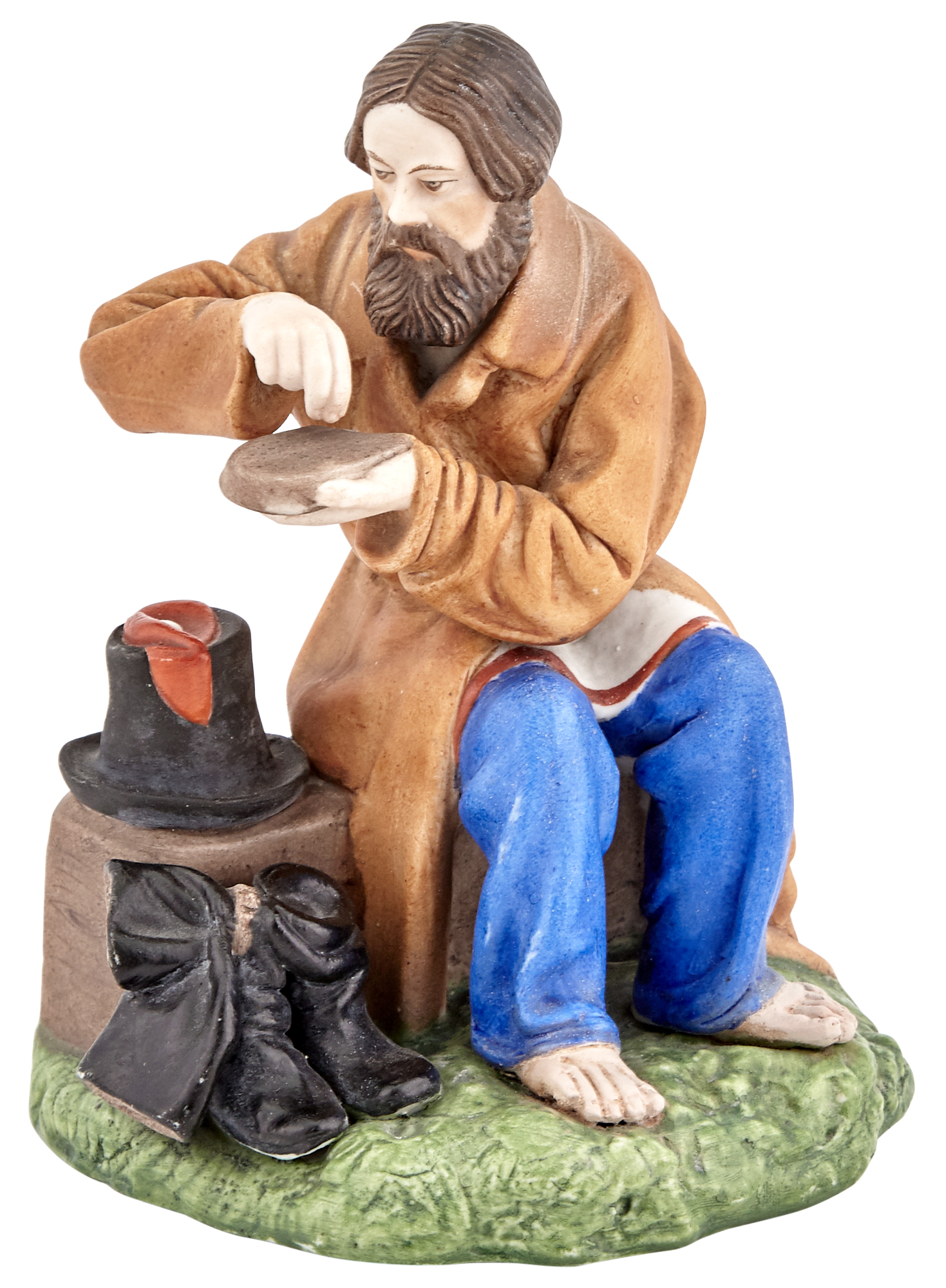 Lot image - Russian Porcelain Figure of a Peasant Man Stopping for Lunch