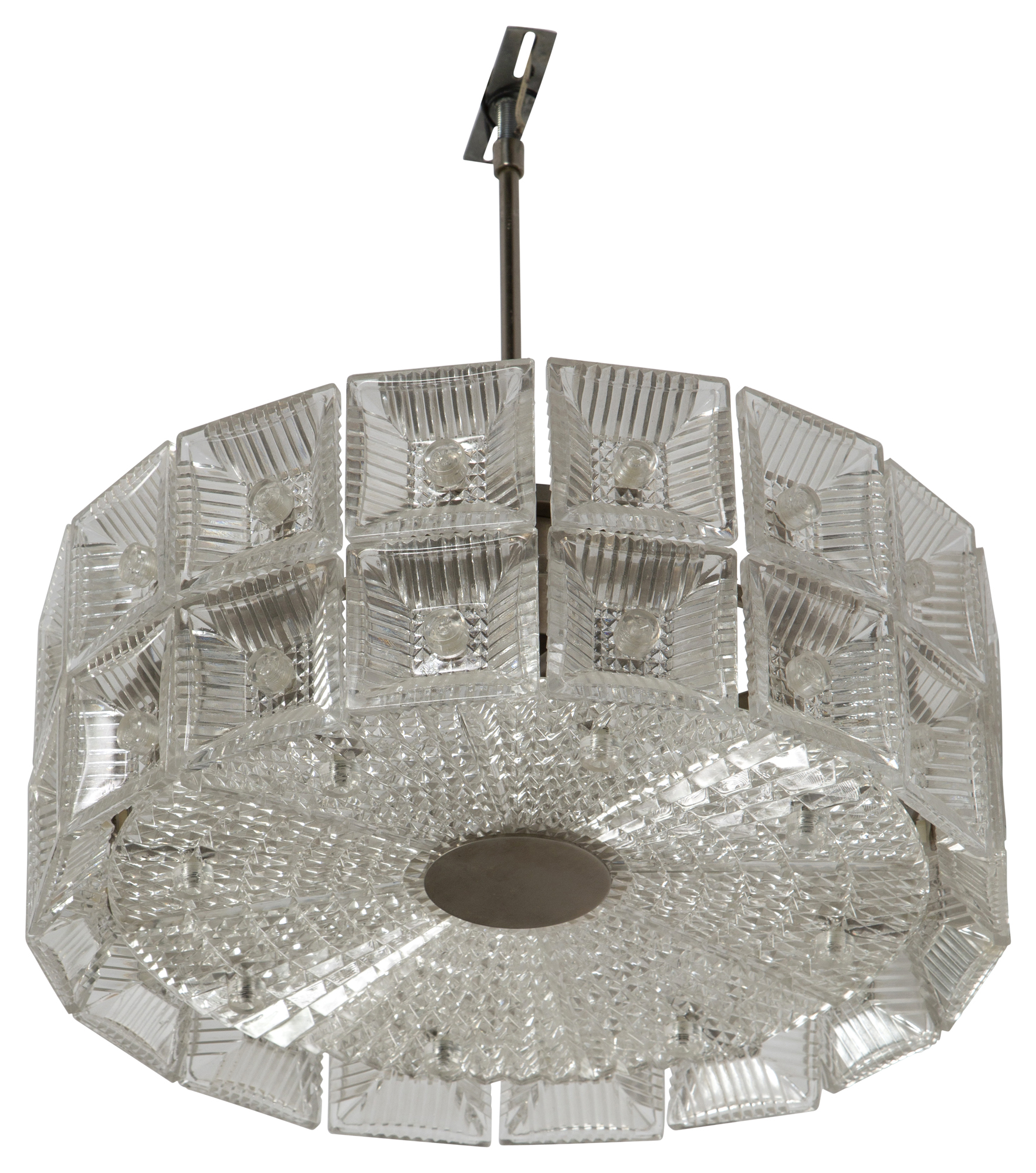 Lot image - Glass and Brass Six-Light Fixture