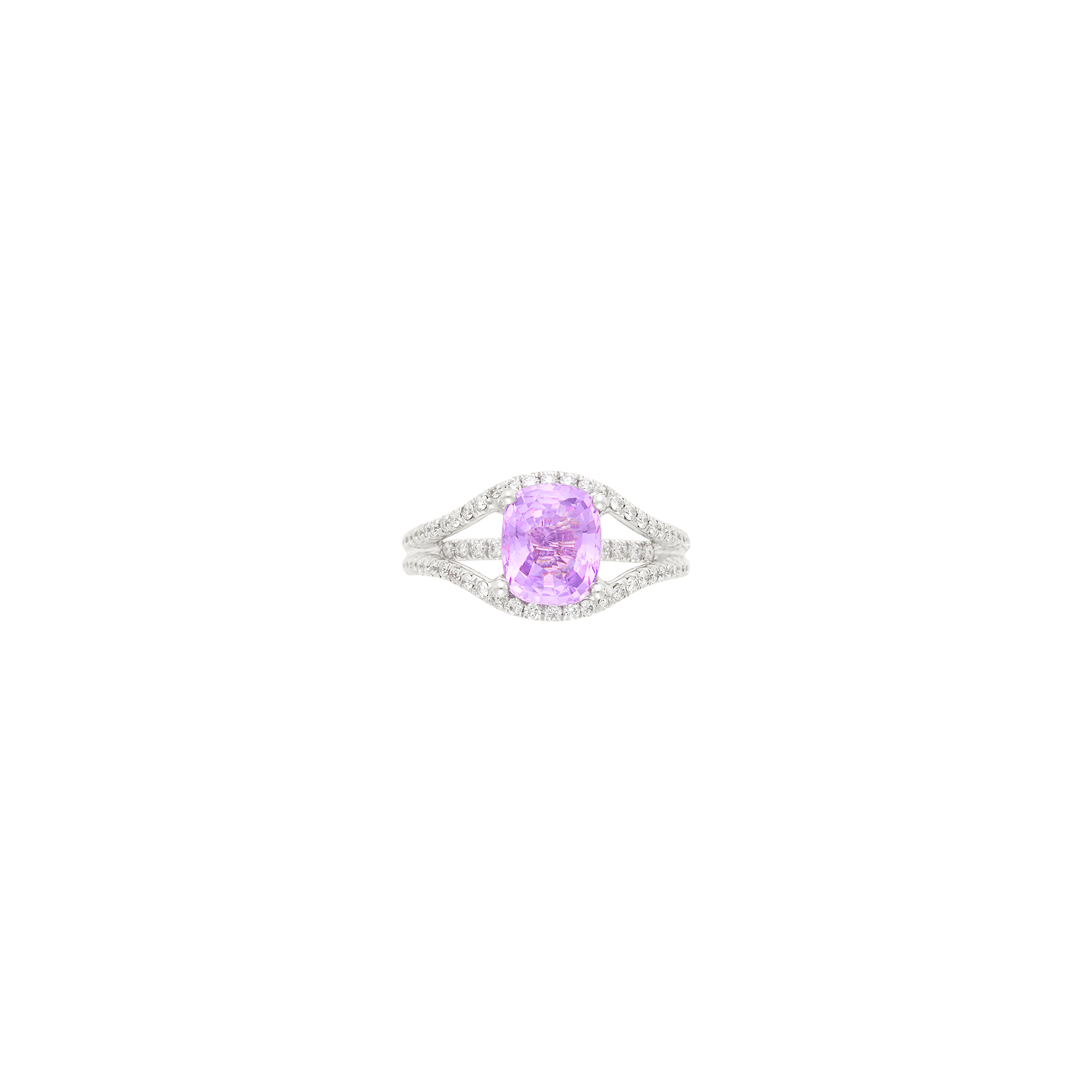 Lot image - White Gold, Pink Sapphire and Diamond Ring