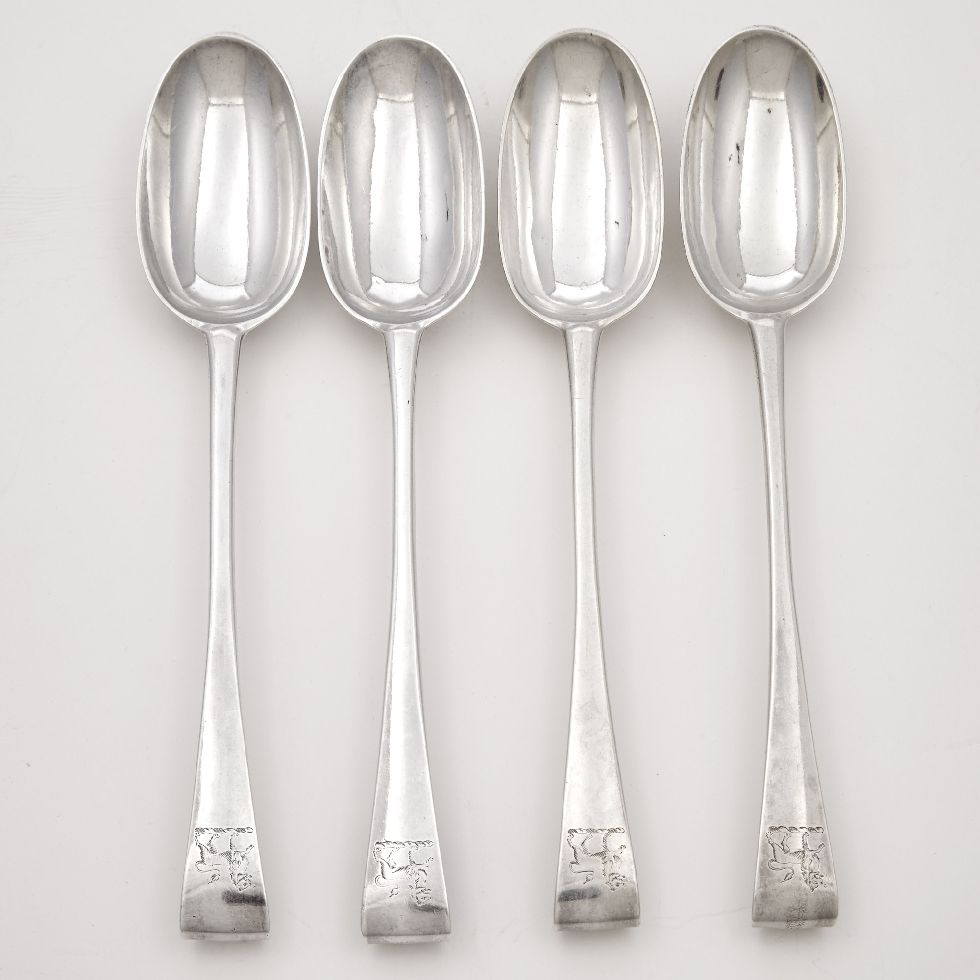 Lot image - Set of Four George III Irish Sterling Silver Stuffing Spoons