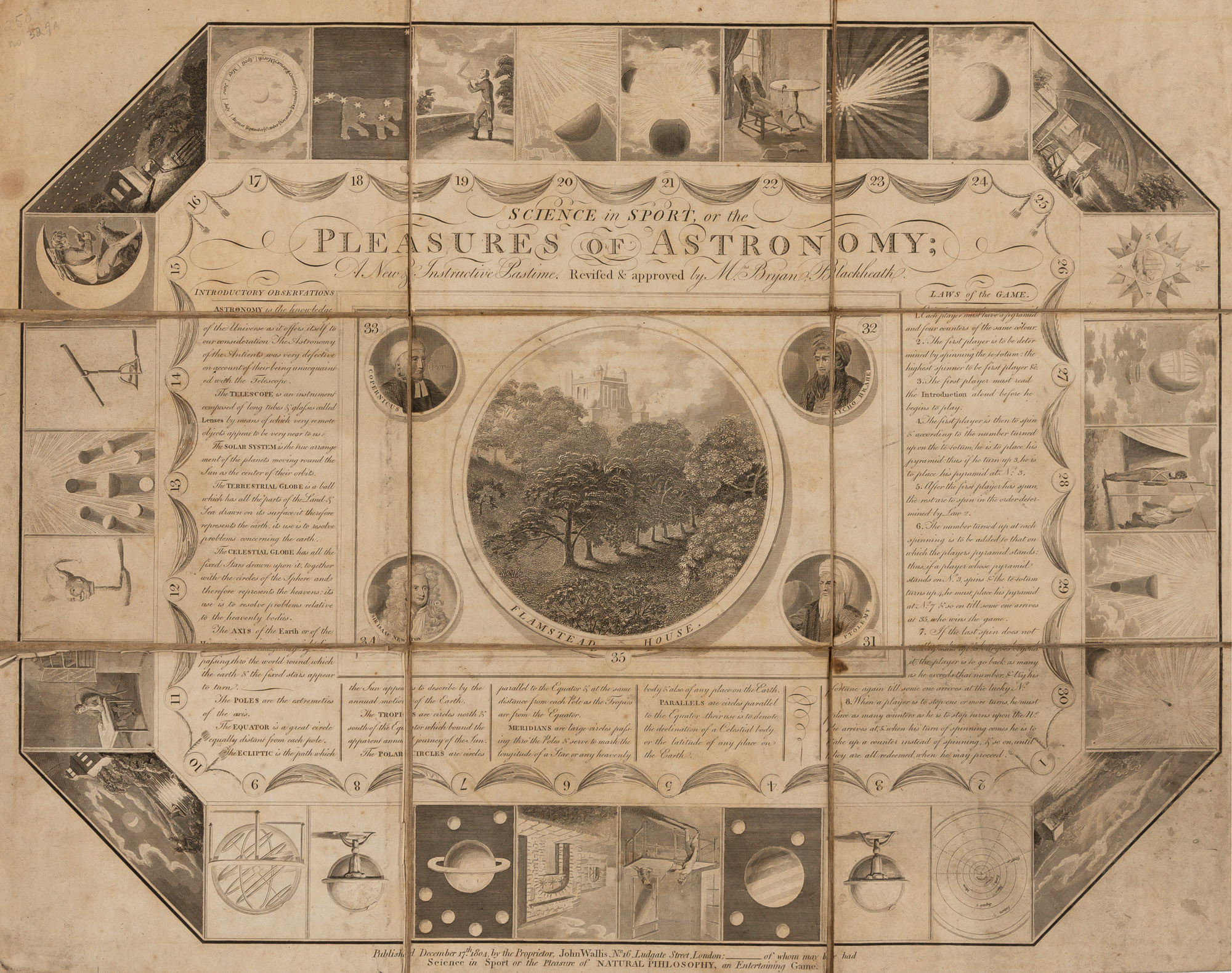 Lot image - [GAME OF THE GOOSE]  MRS. BRYAN, [MARGARET]. Science in Sport, or the Pleasures of Astronomy; A New & Instructive Pastime.