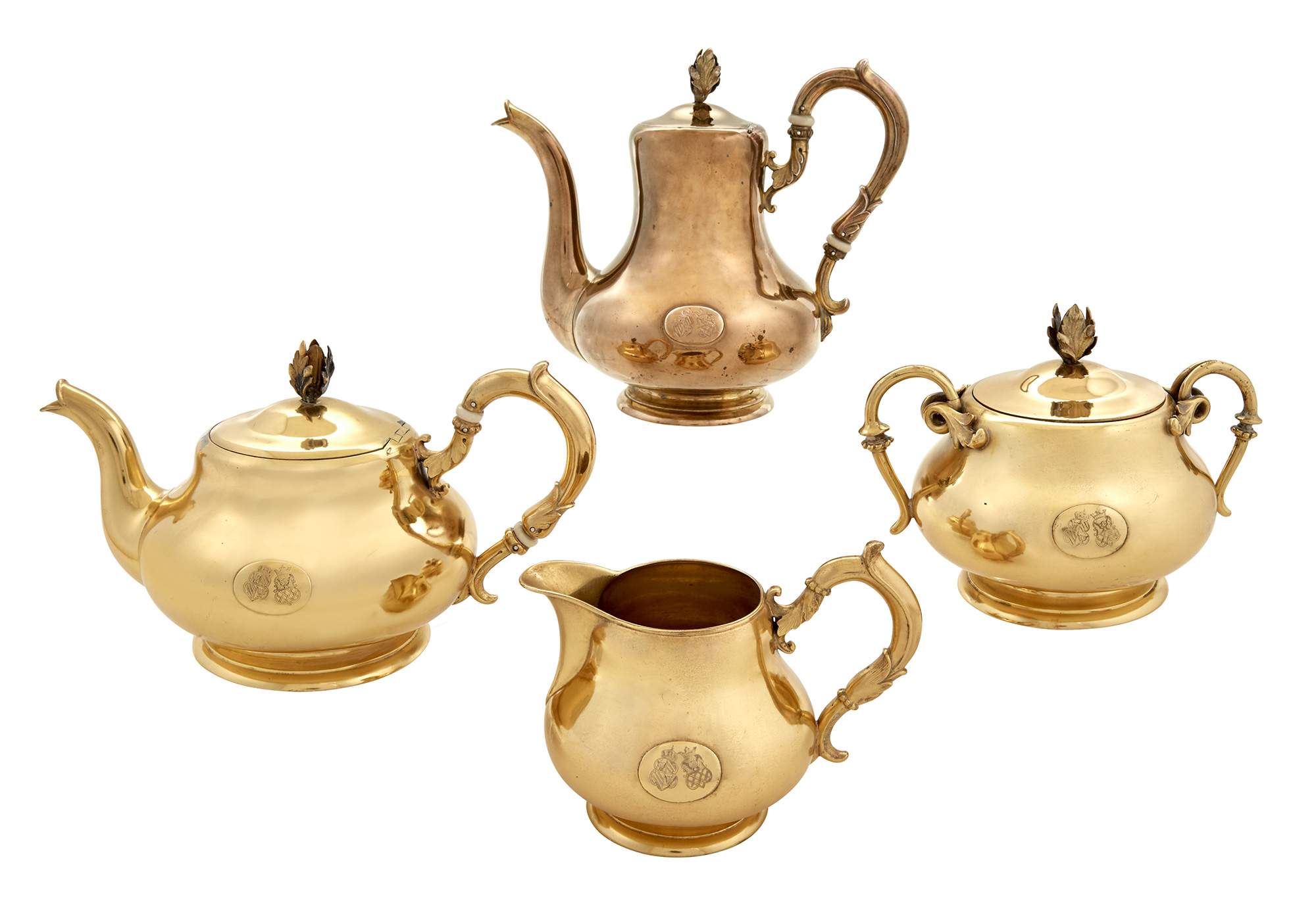 Lot image - Russian Silver-Gilt Tea Service