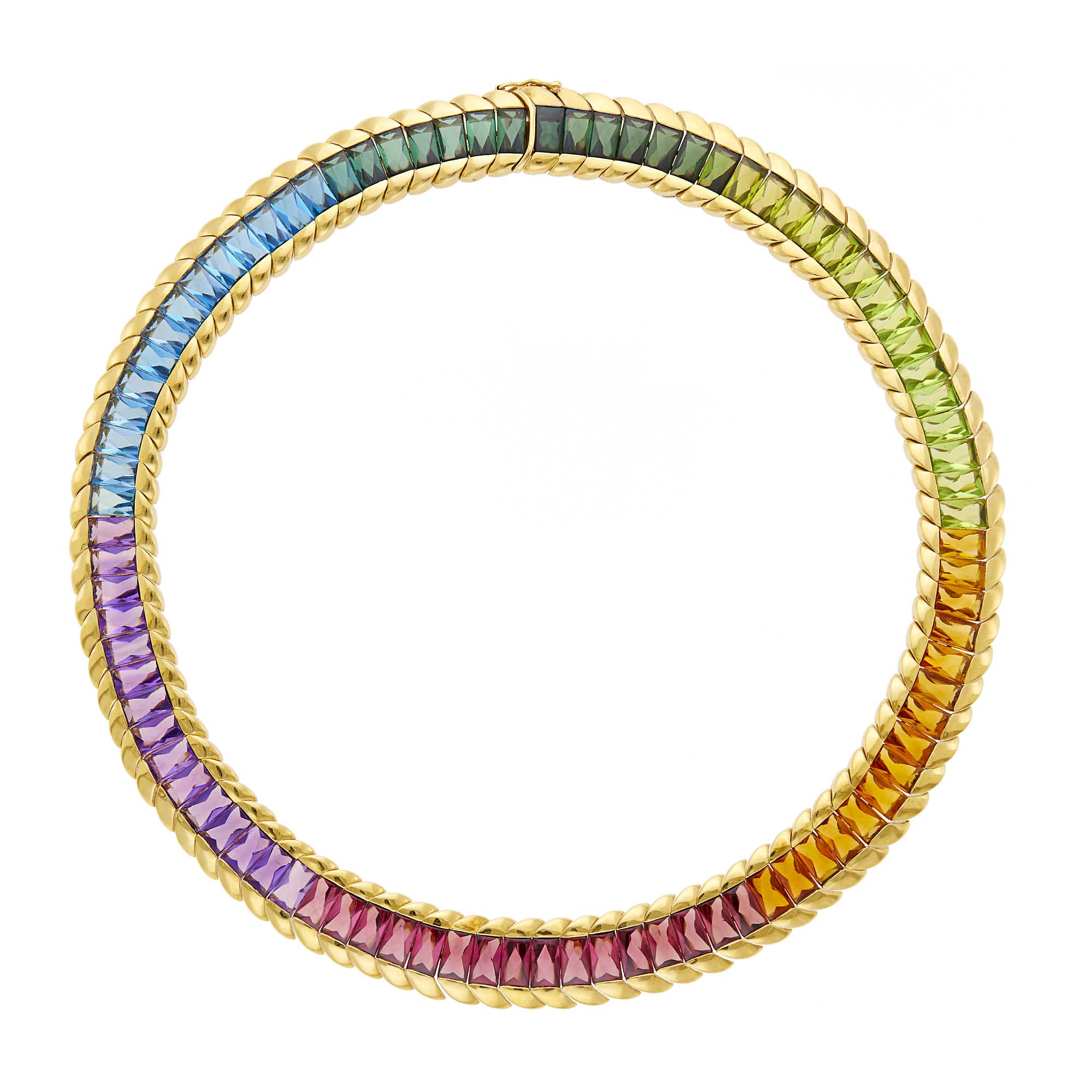 Lot image - Hans D. Krieger Gold and Colored Stone Rainbow Necklace