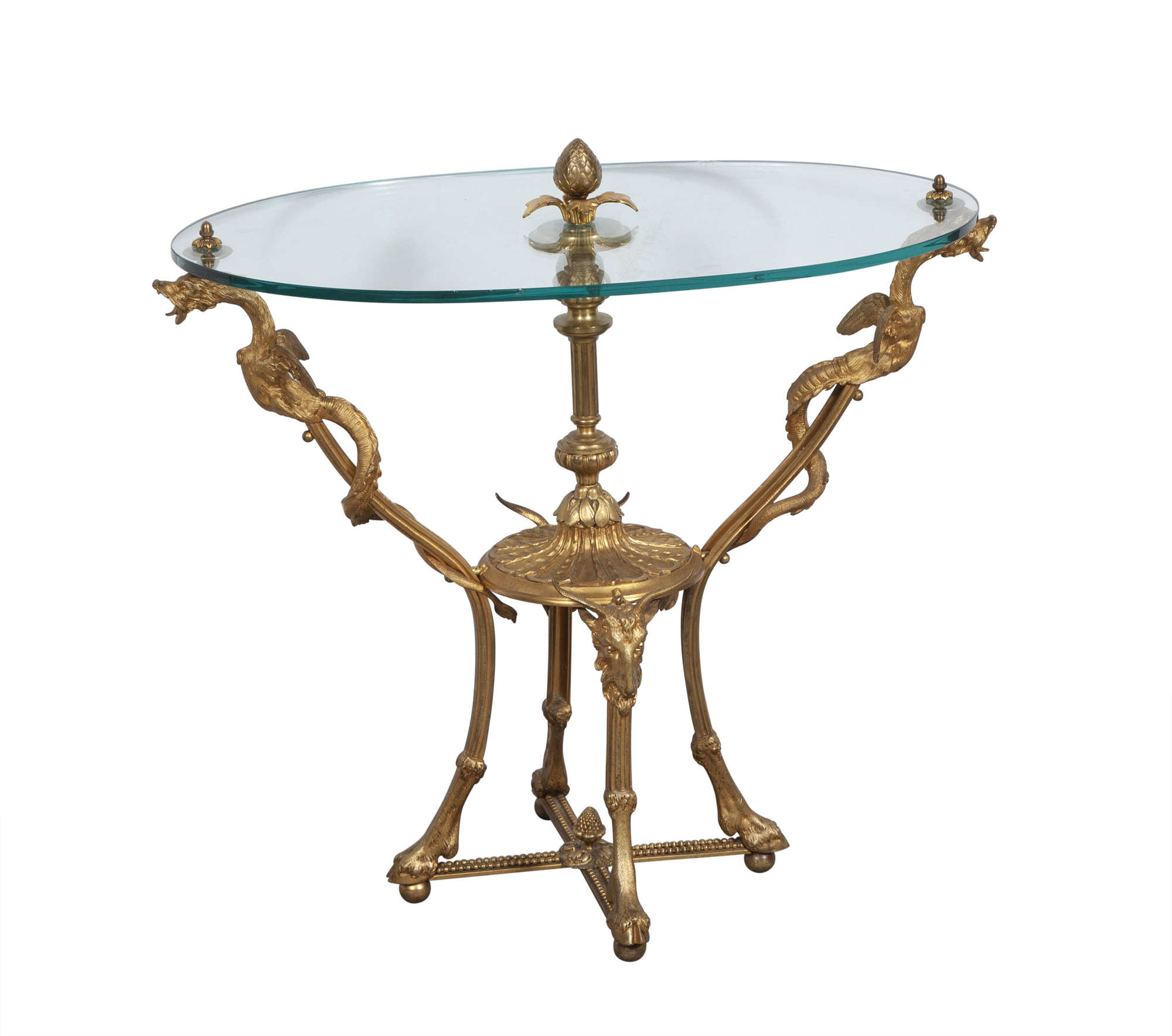 Lot image - Neoclassical Style Gilt Bronze and Glass Side Table