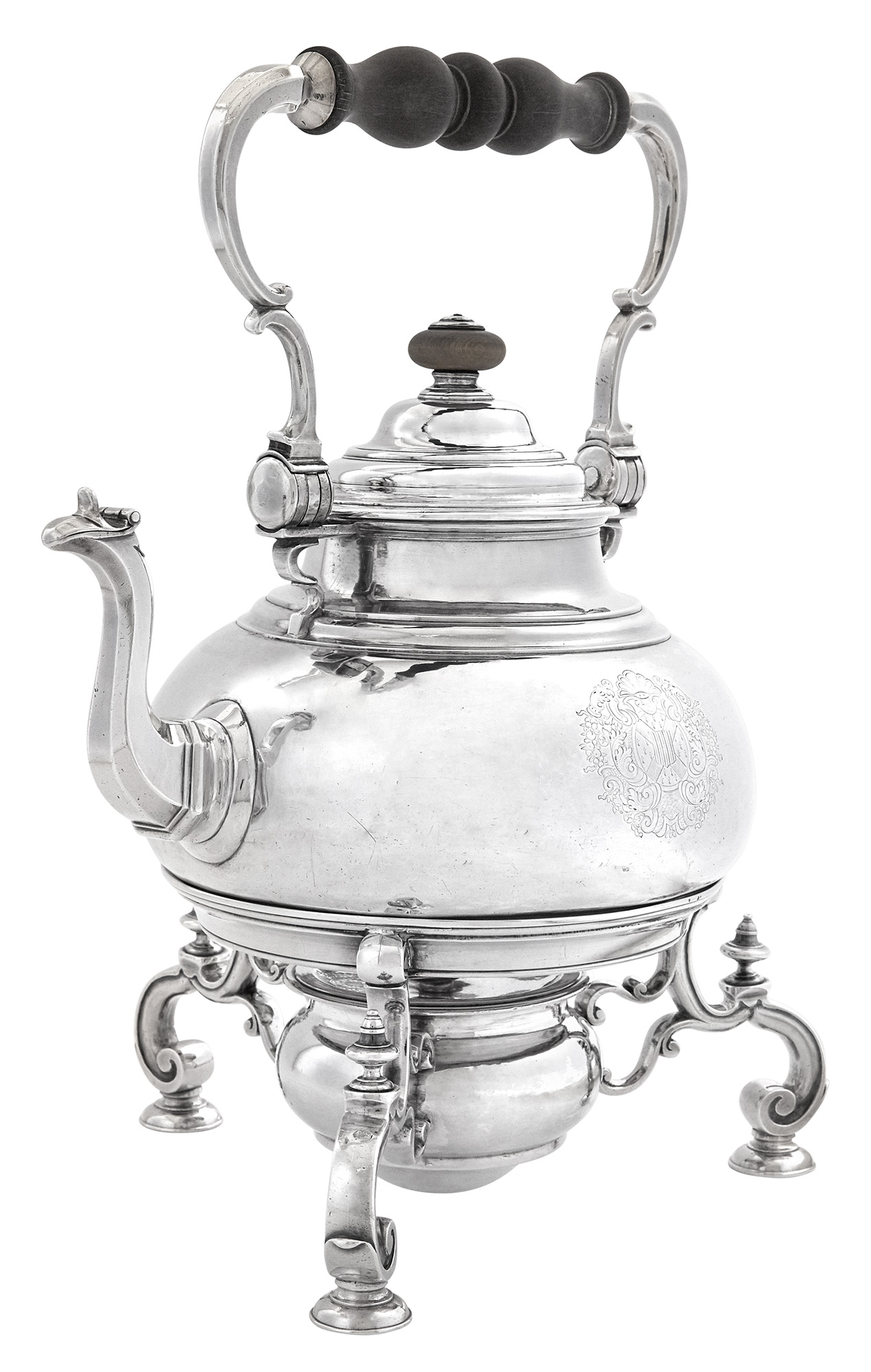 Lot image - Queen Anne Britannia Standard Silver Kettle on Stand