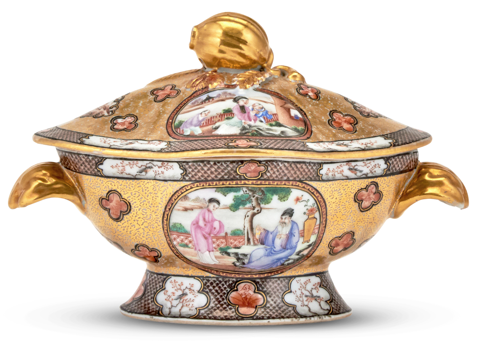 Lot image - A Chinese Export Porcelain Sauce Tureen
