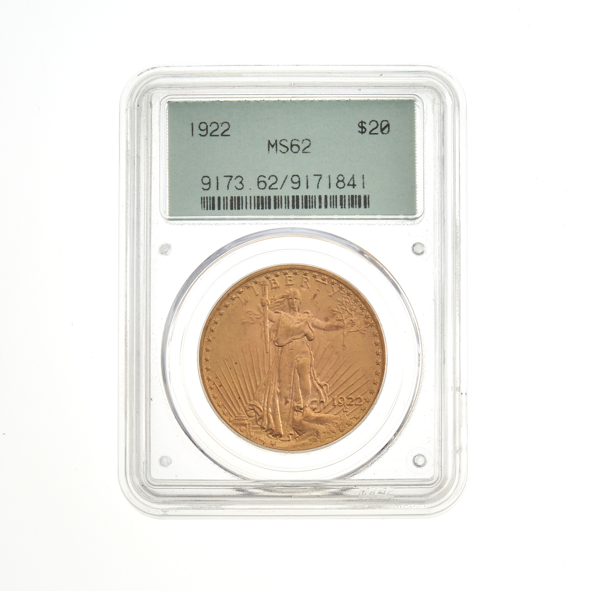 Lot image - United States 1922 $20 St. Gaudens PCGS MS62