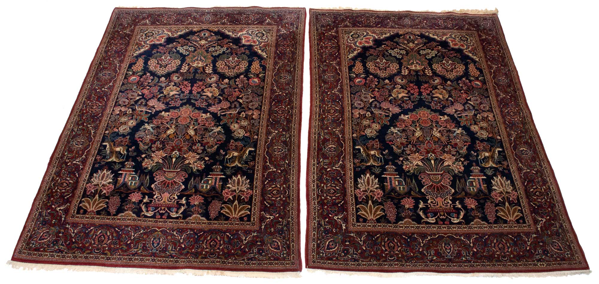 Lot image - Pair of Kashan Prayer Rugs