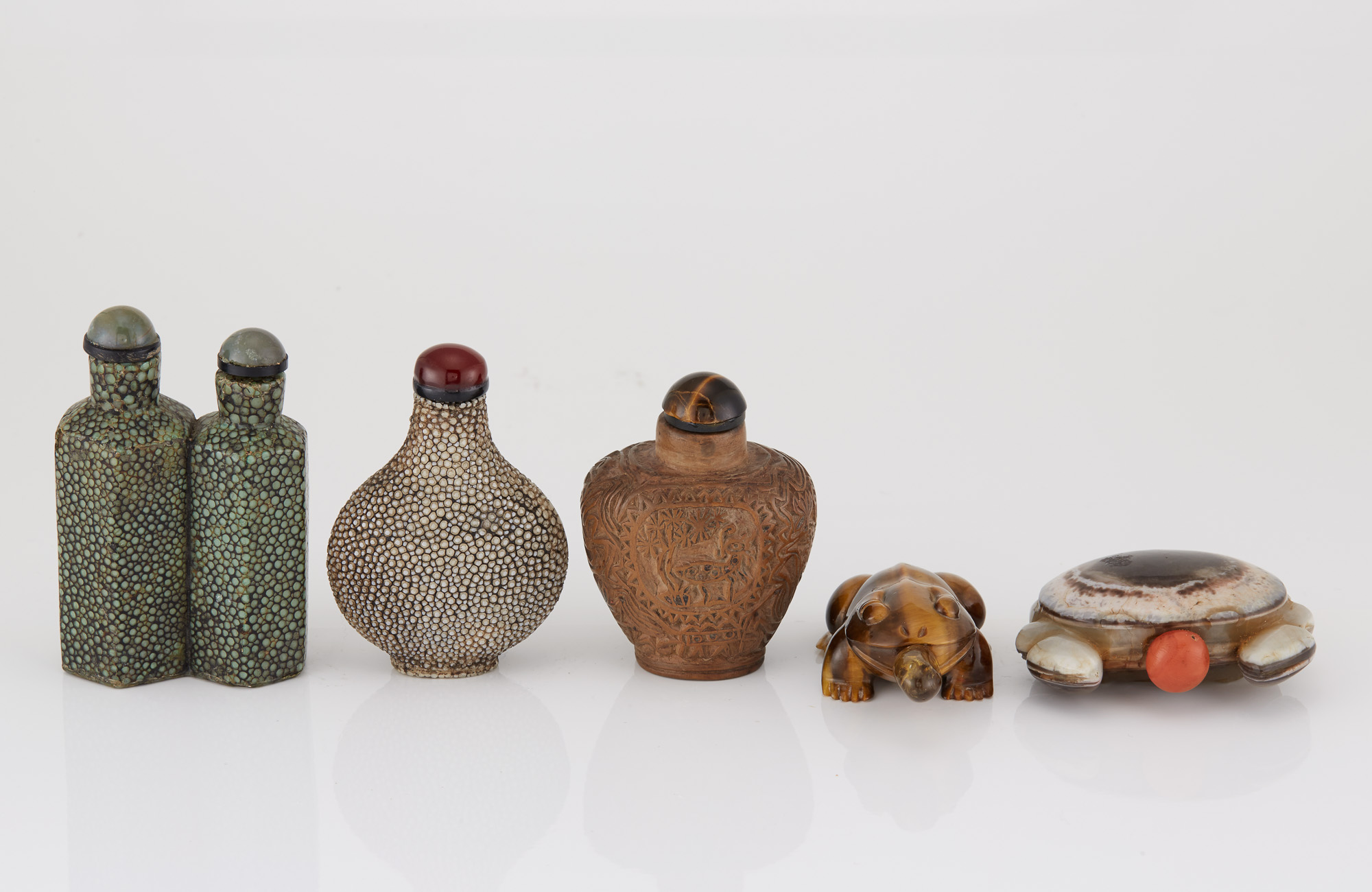 Lot image - Group of Five Miscellaneous Chinese Snuff Bottles