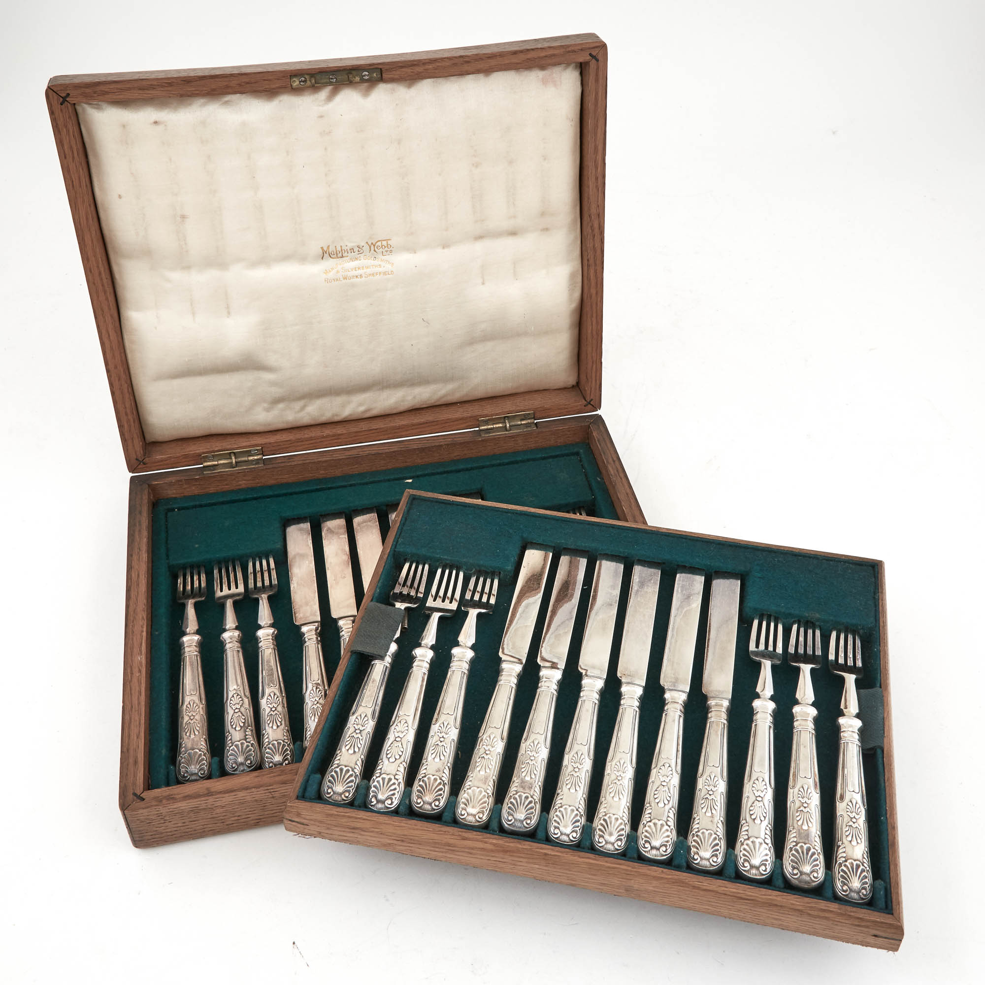 Lot image - Cased Silver Plated Fish and Fruit Service of Pearl Harbor Interest