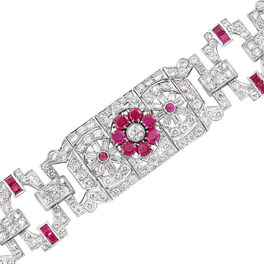 Lot image - Platinum, Ruby and Diamond Bracelet