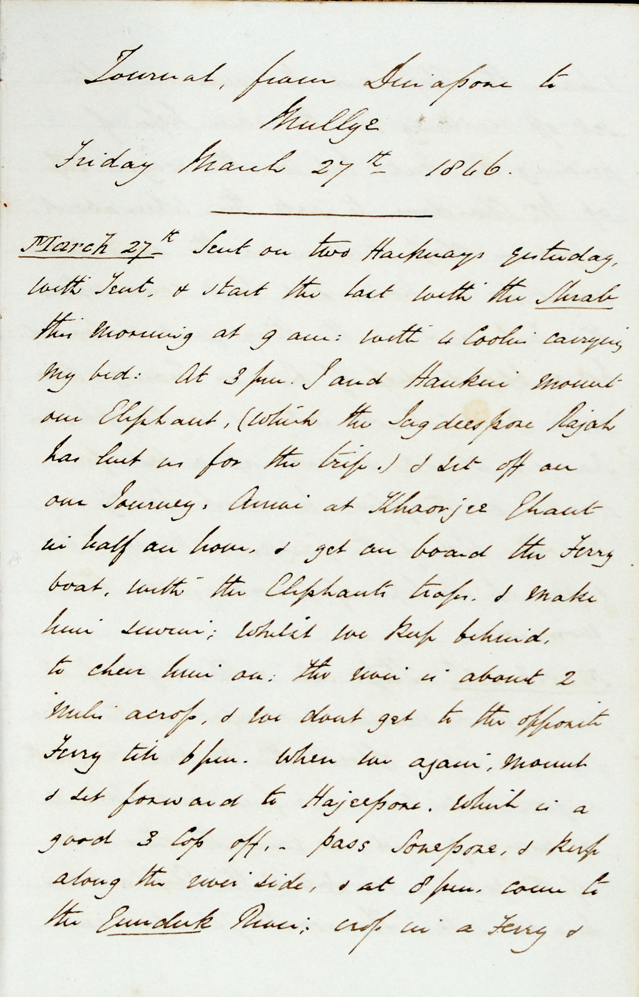 Lot image - [INDIA-HUNTING]  Manuscript account of travels in India.