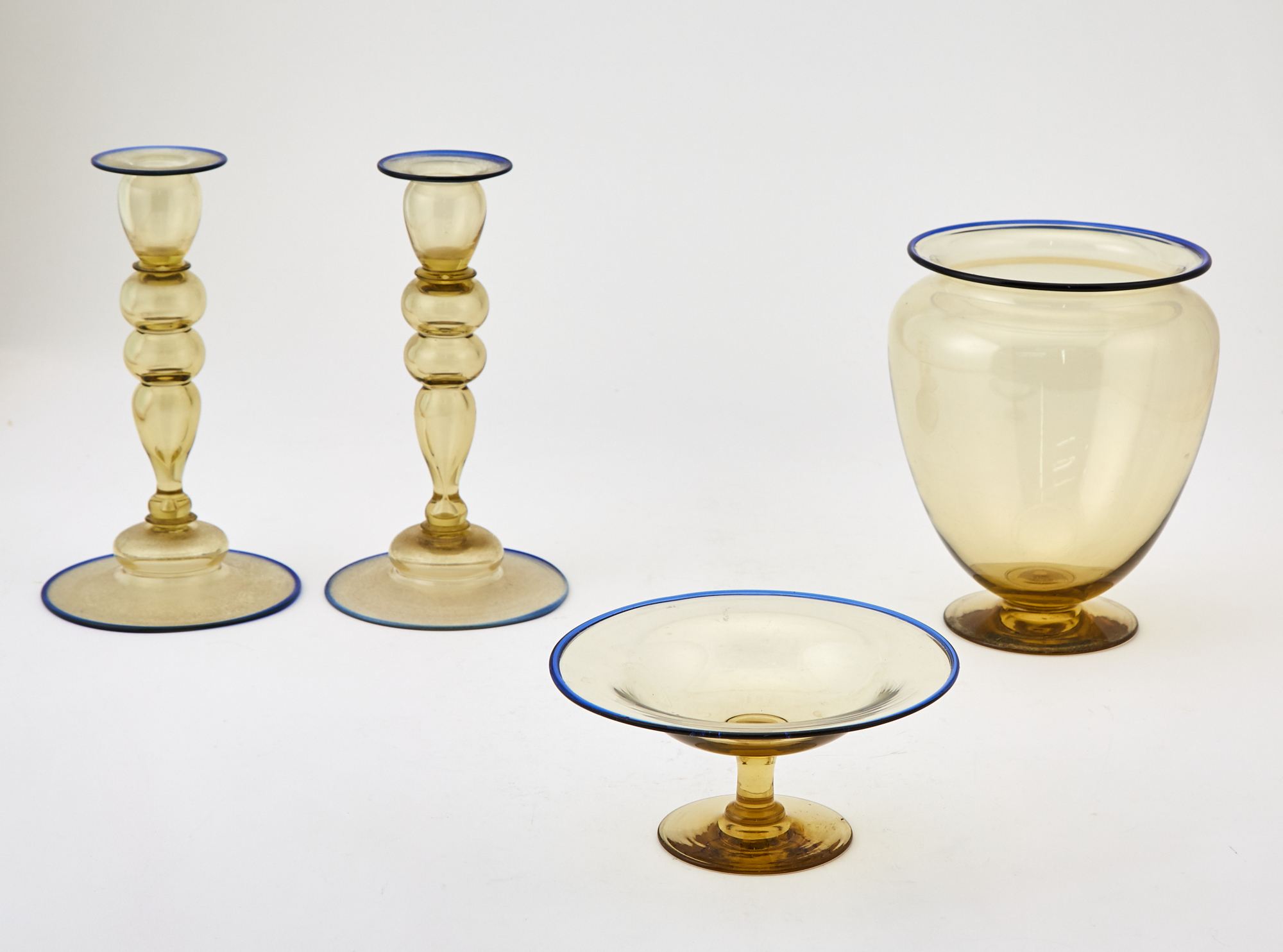 Lot image - Group of American Art Glass Table Articles