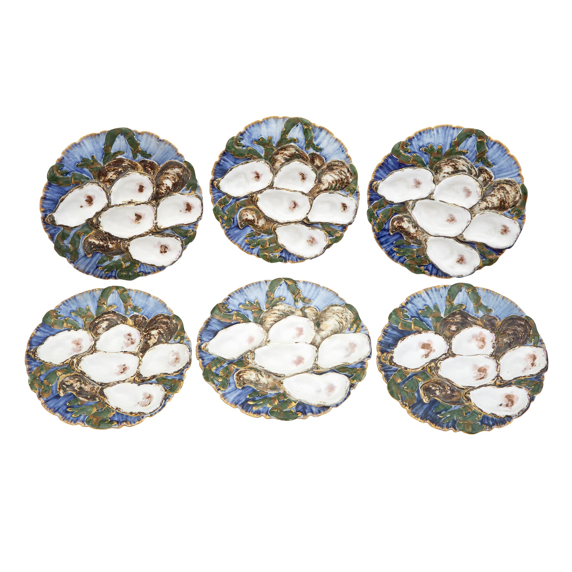 Lot image - Set of Six Haviland Limoges Porcelain Oyster Plates