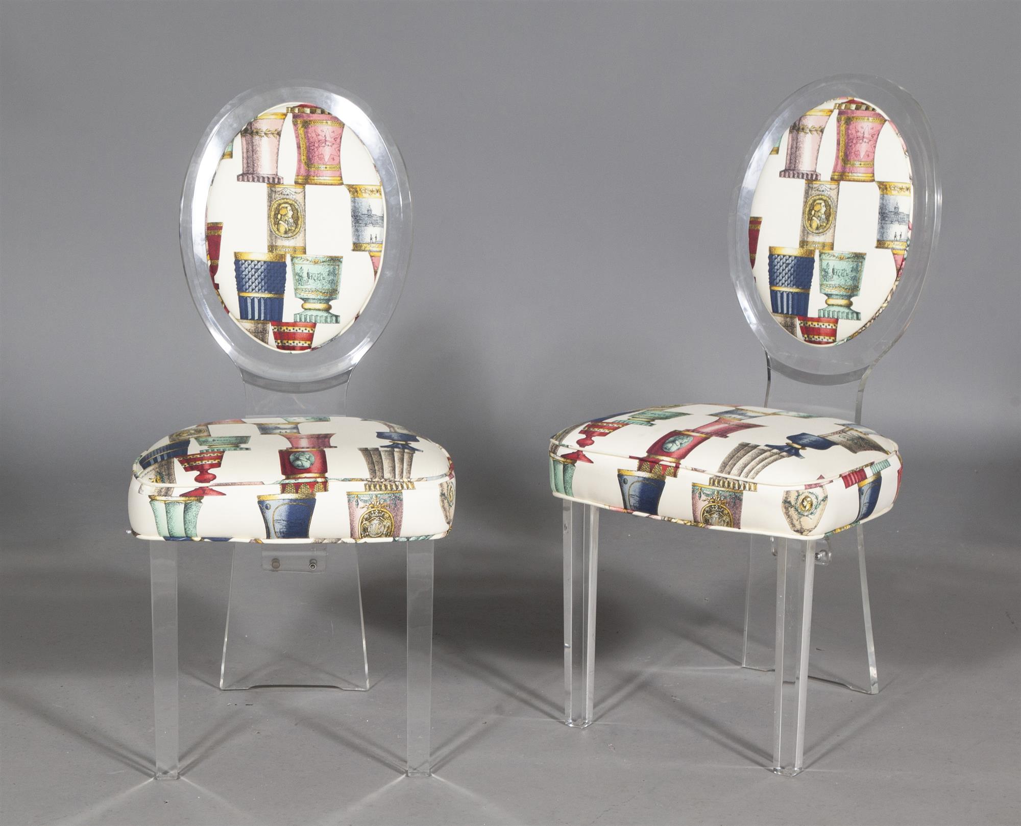 Lot image - Set of Six Upholstered Acrylic Dining Chairs