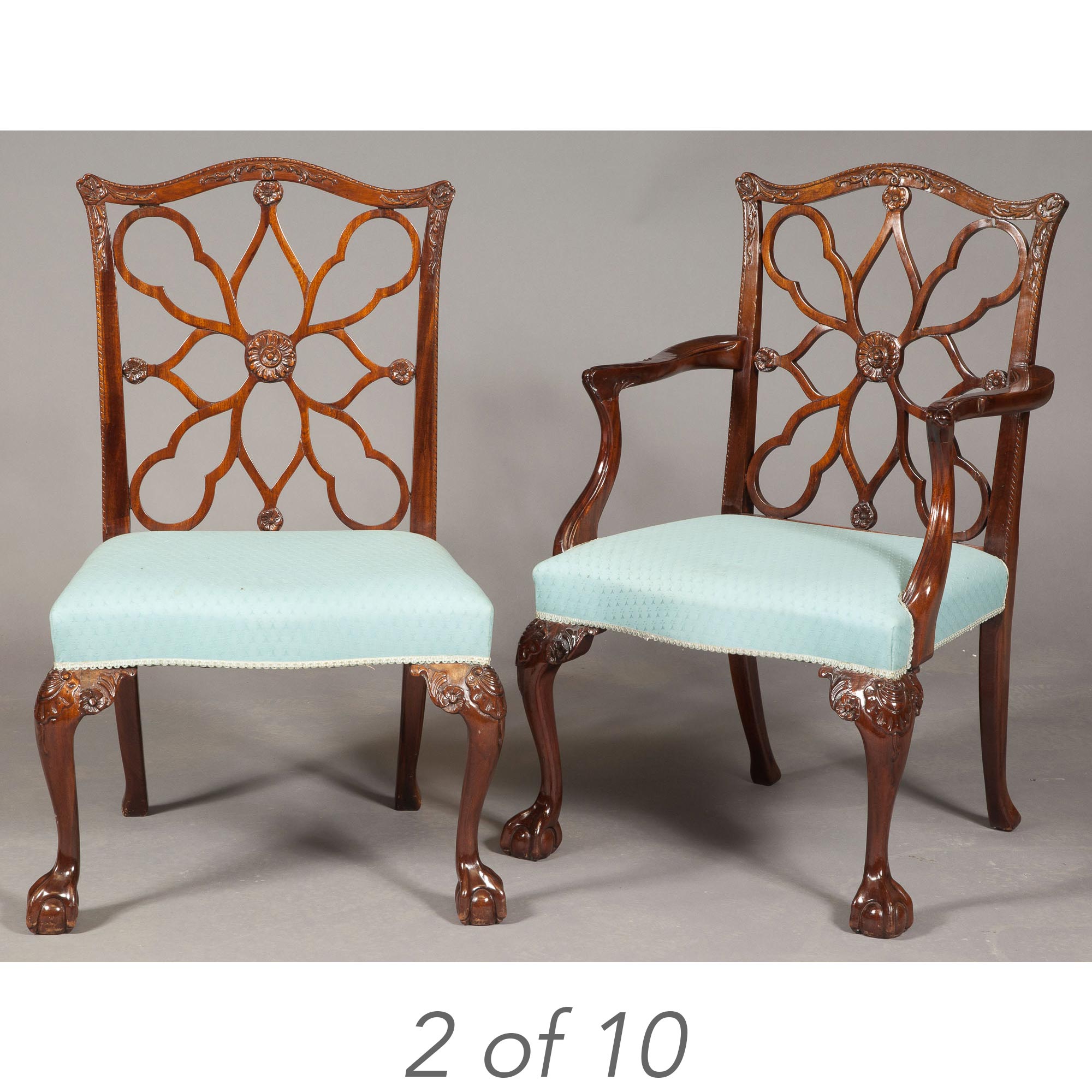 Lot image - Set of Ten George II Style Mahogany Dining Chairs