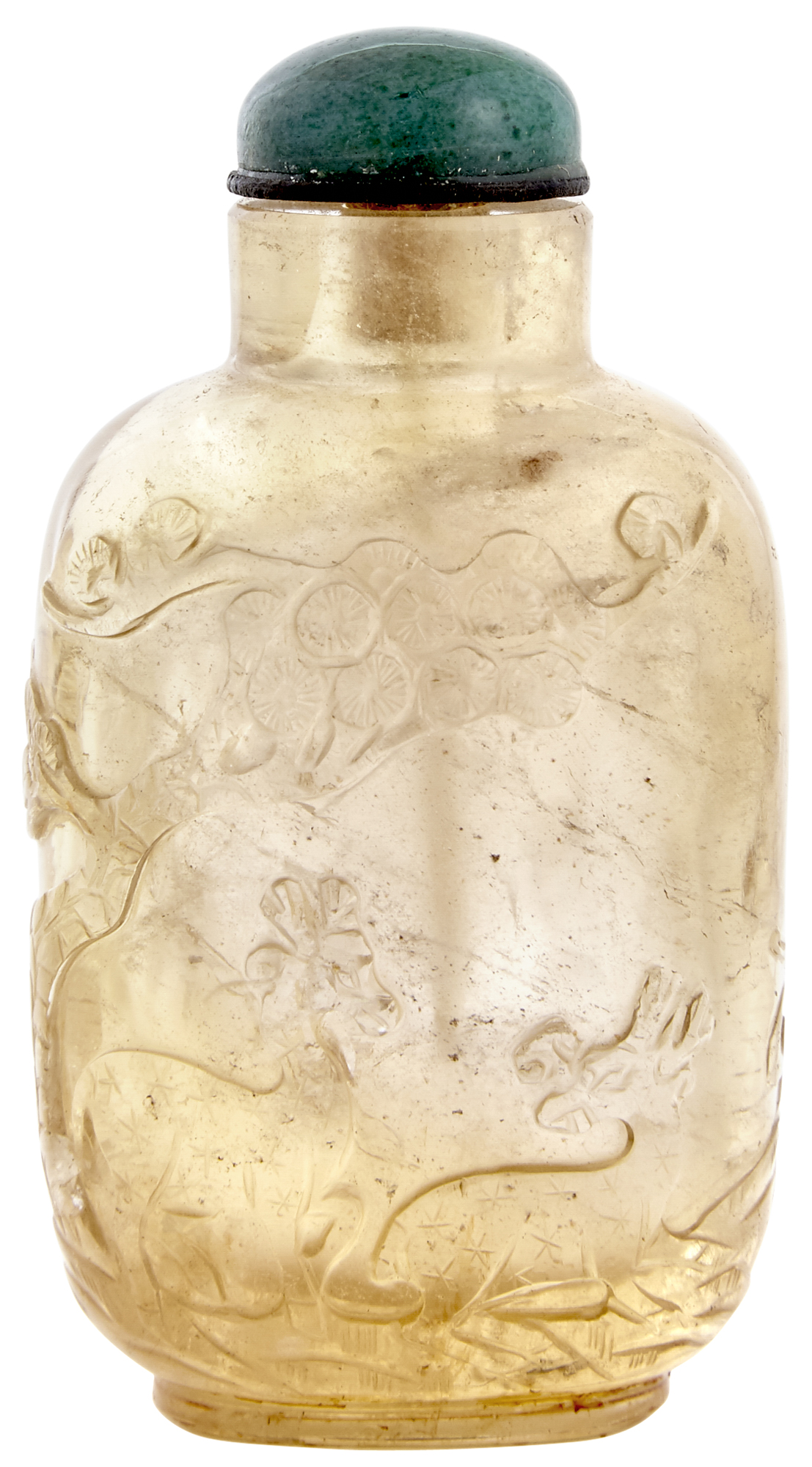 Lot image - A Chinese Carved Citrine Snuff Bottle