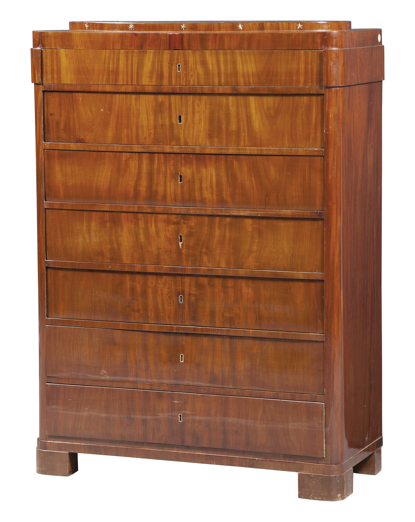 Lot image - Baltic Neoclassical Mahogany Tall Chest of Drawers