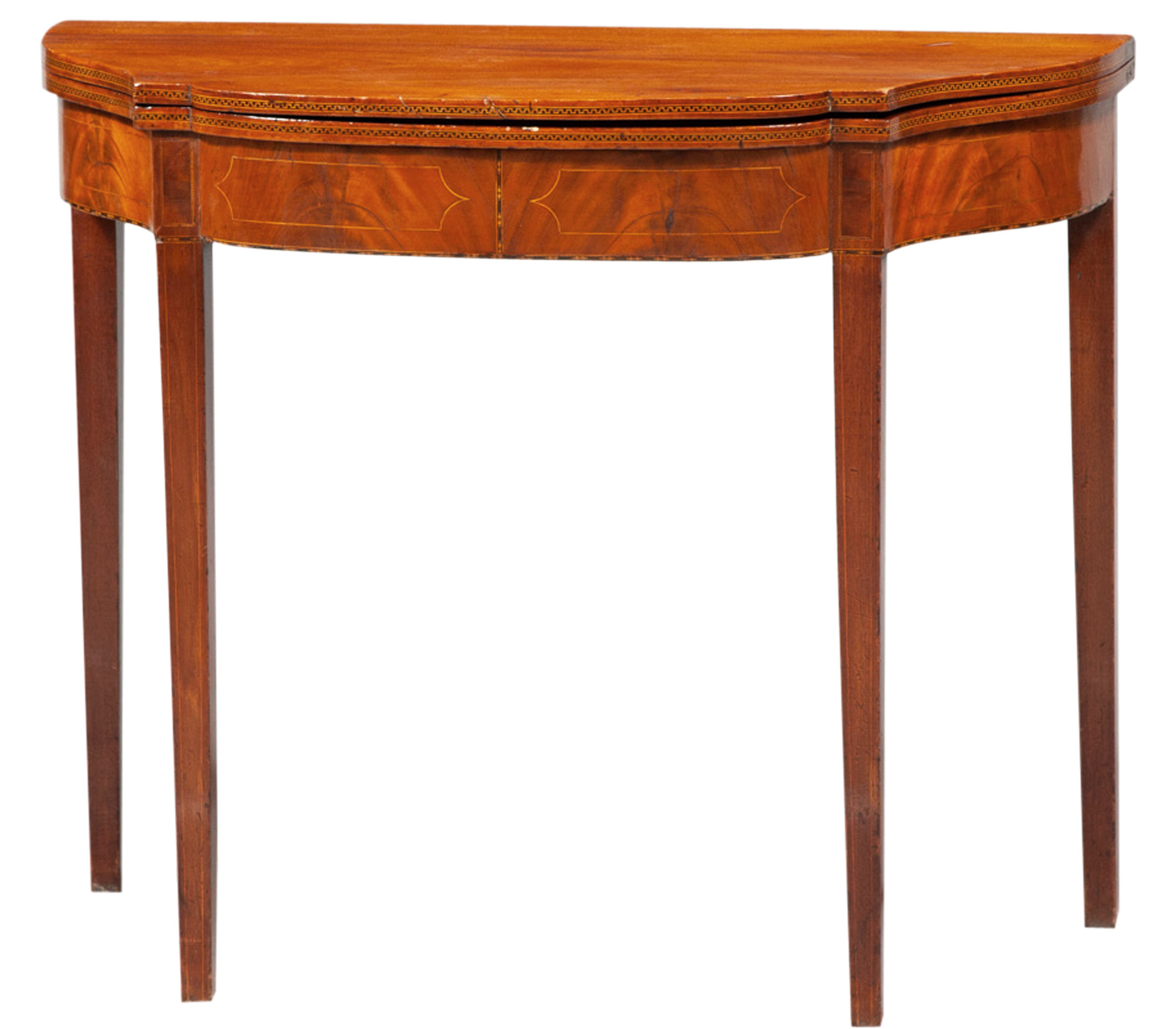 Lot image - Federal Inlaid Mahogany Fold-Over Card Table