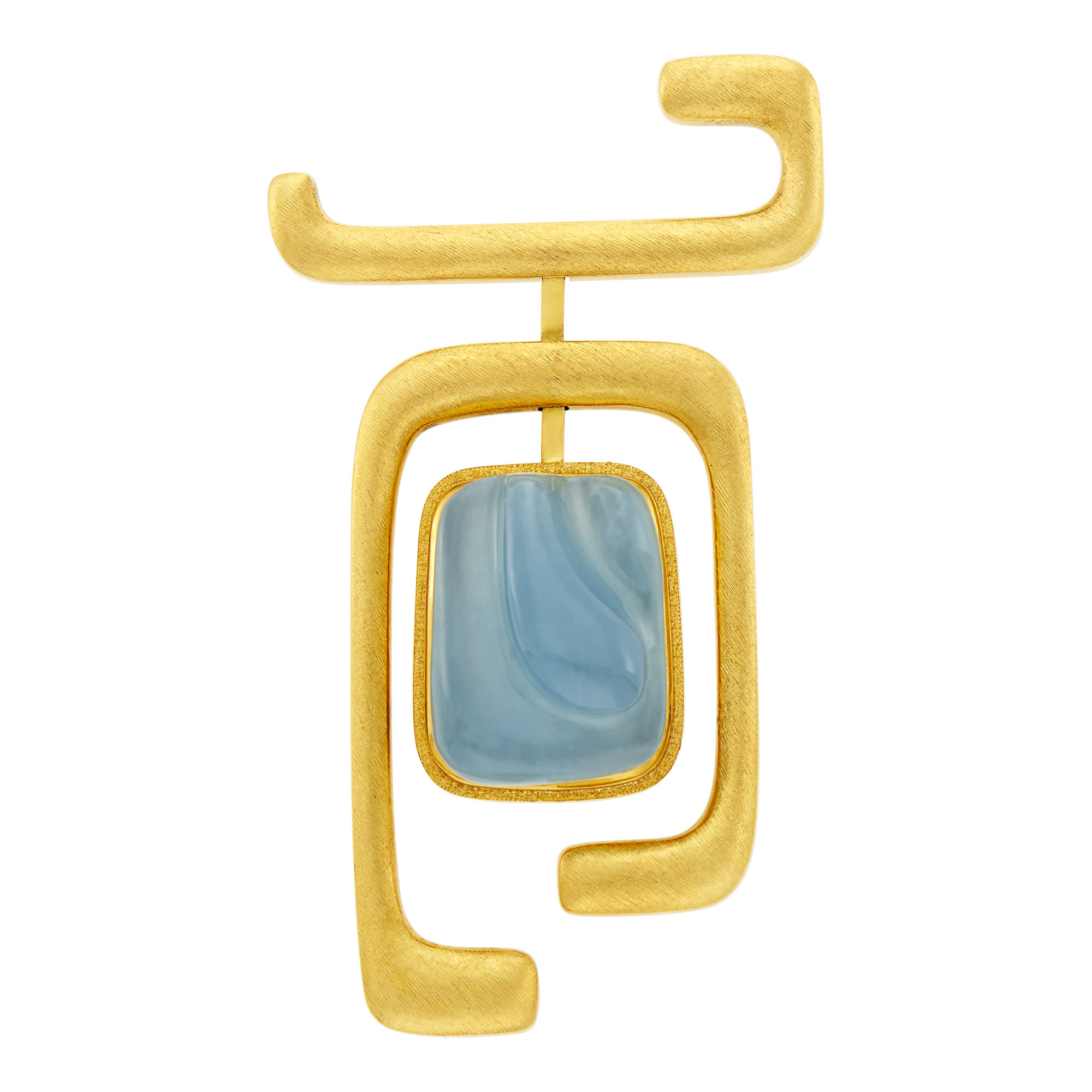 Lot image - Burle Marx Gold and Carved Aquamarine Brooch