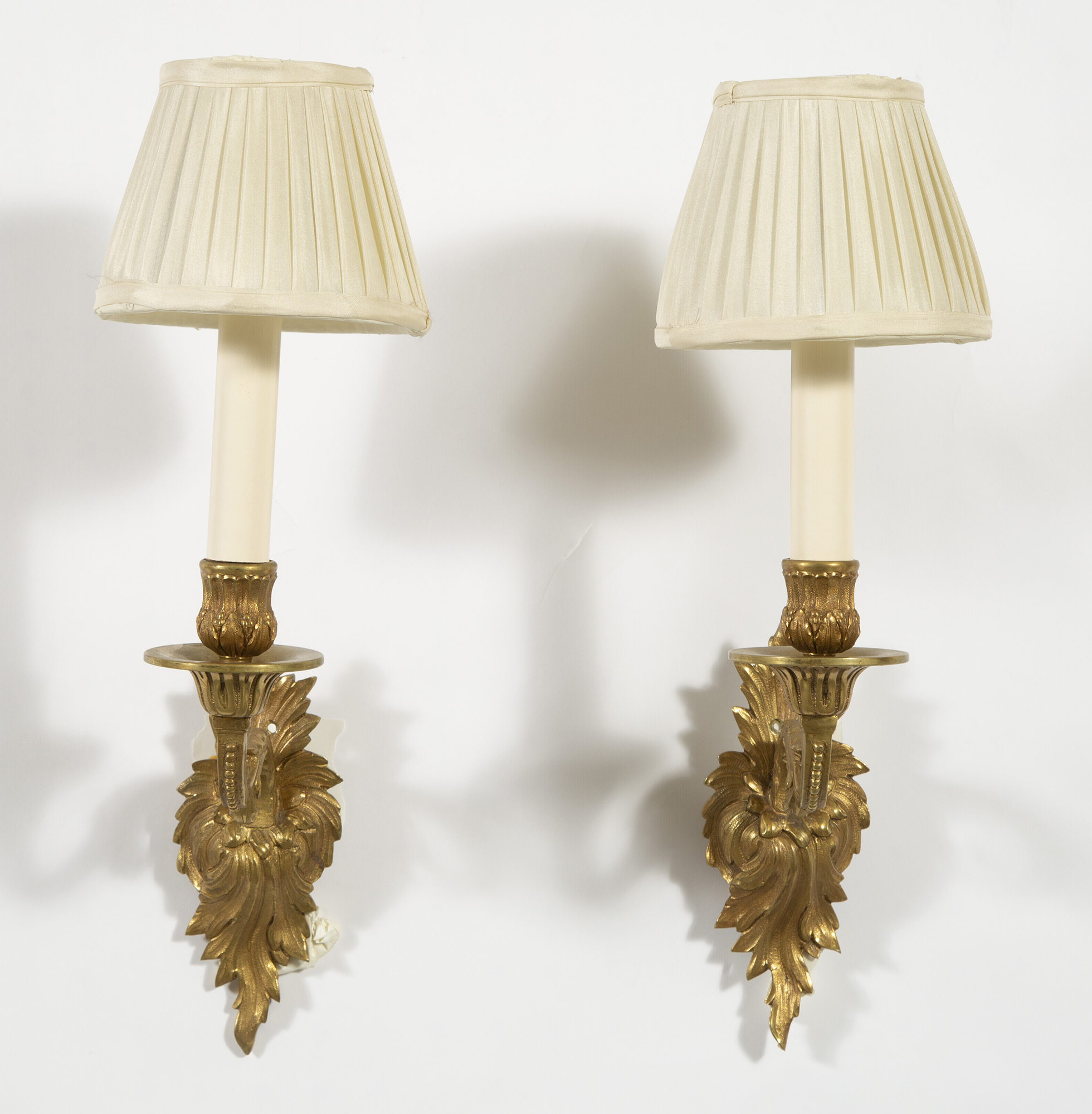 Lot image - Pair of Louis XVI Style Gilt-Bronze Single Light Wall Sconces