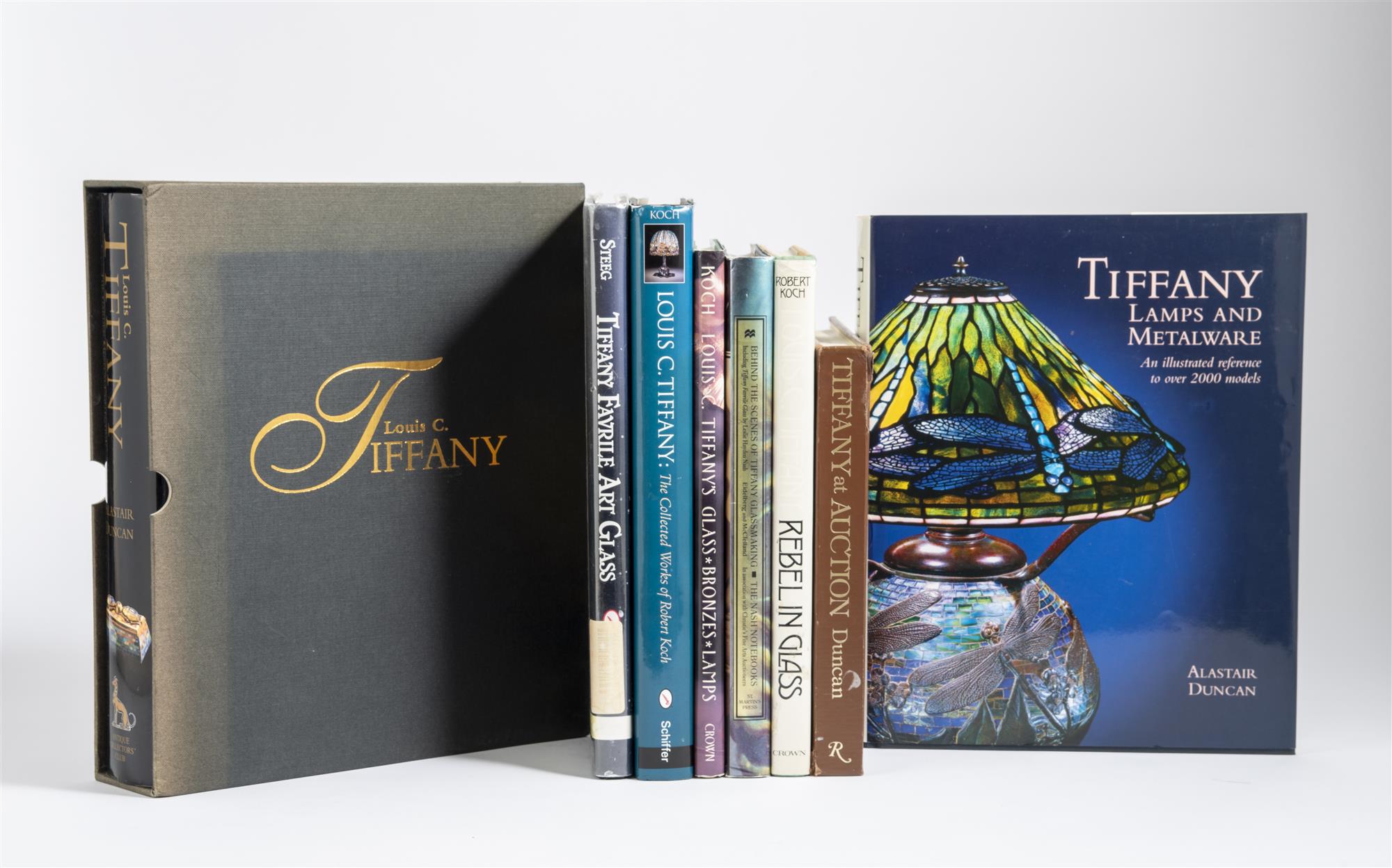 Lot image - [BOOKS - TIFFANY]  A group of eight books about Tiffany Glass,