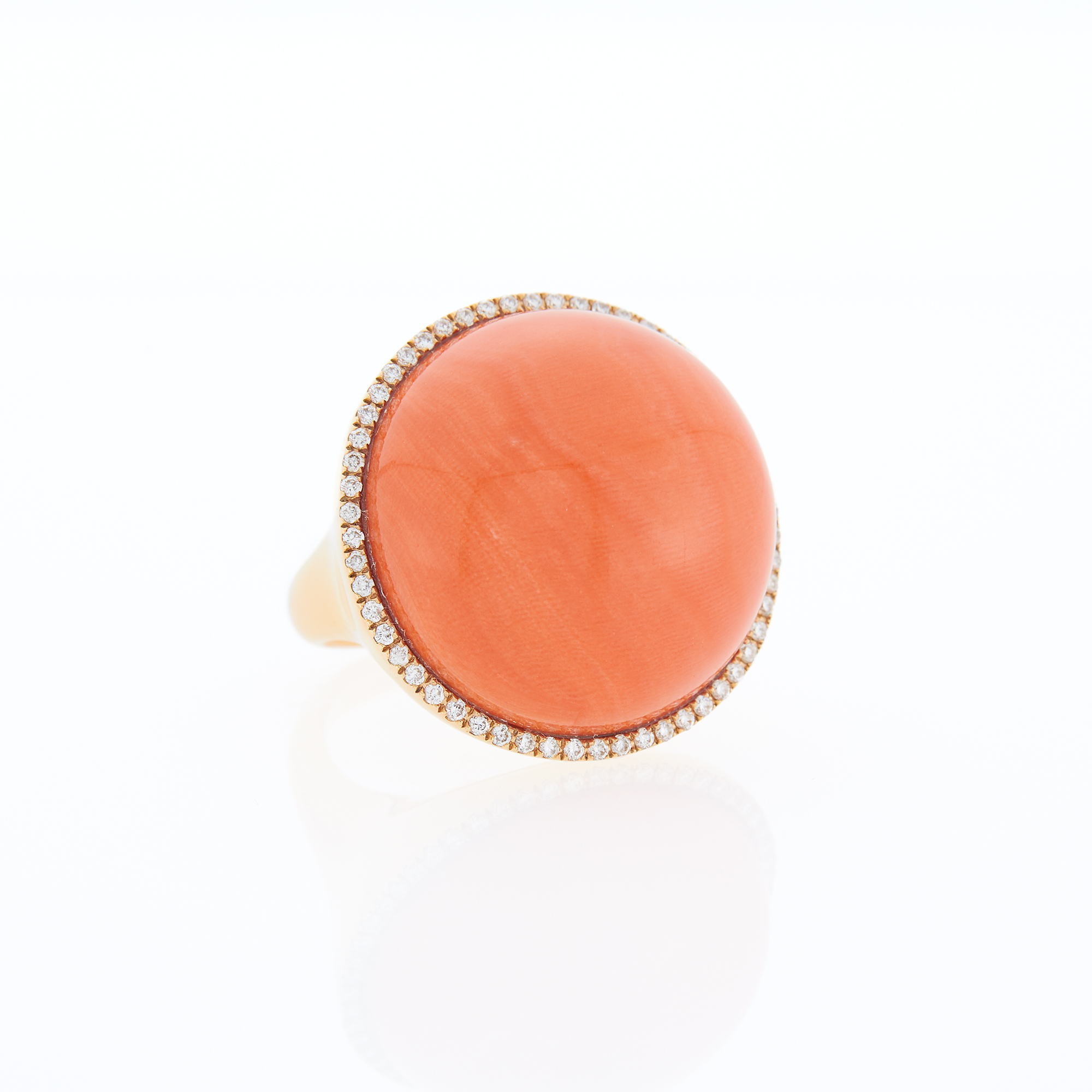 Lot image - Gold, Coral and Diamond Ring