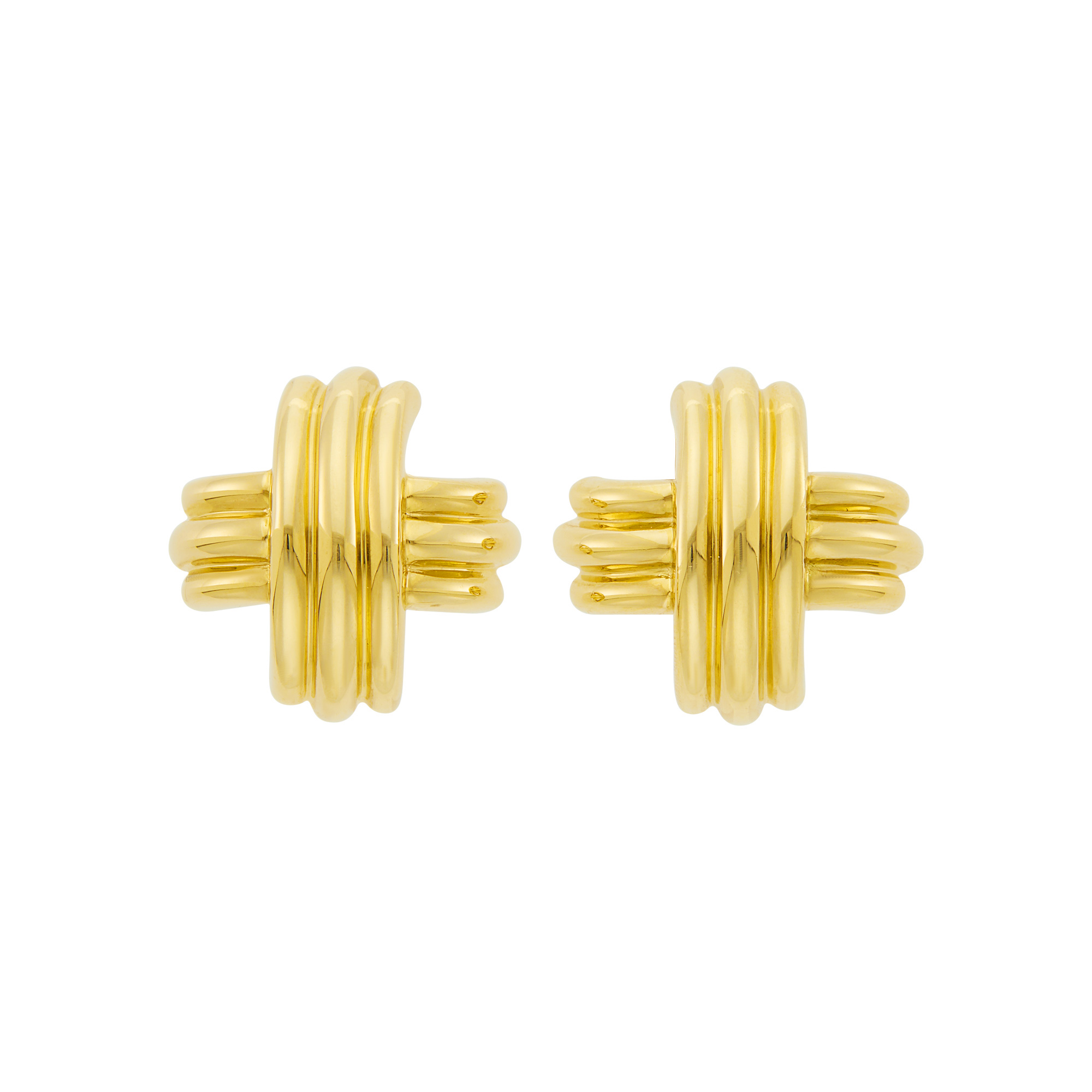 Lot image - Tiffany & Co. Pair of Gold X Earclips