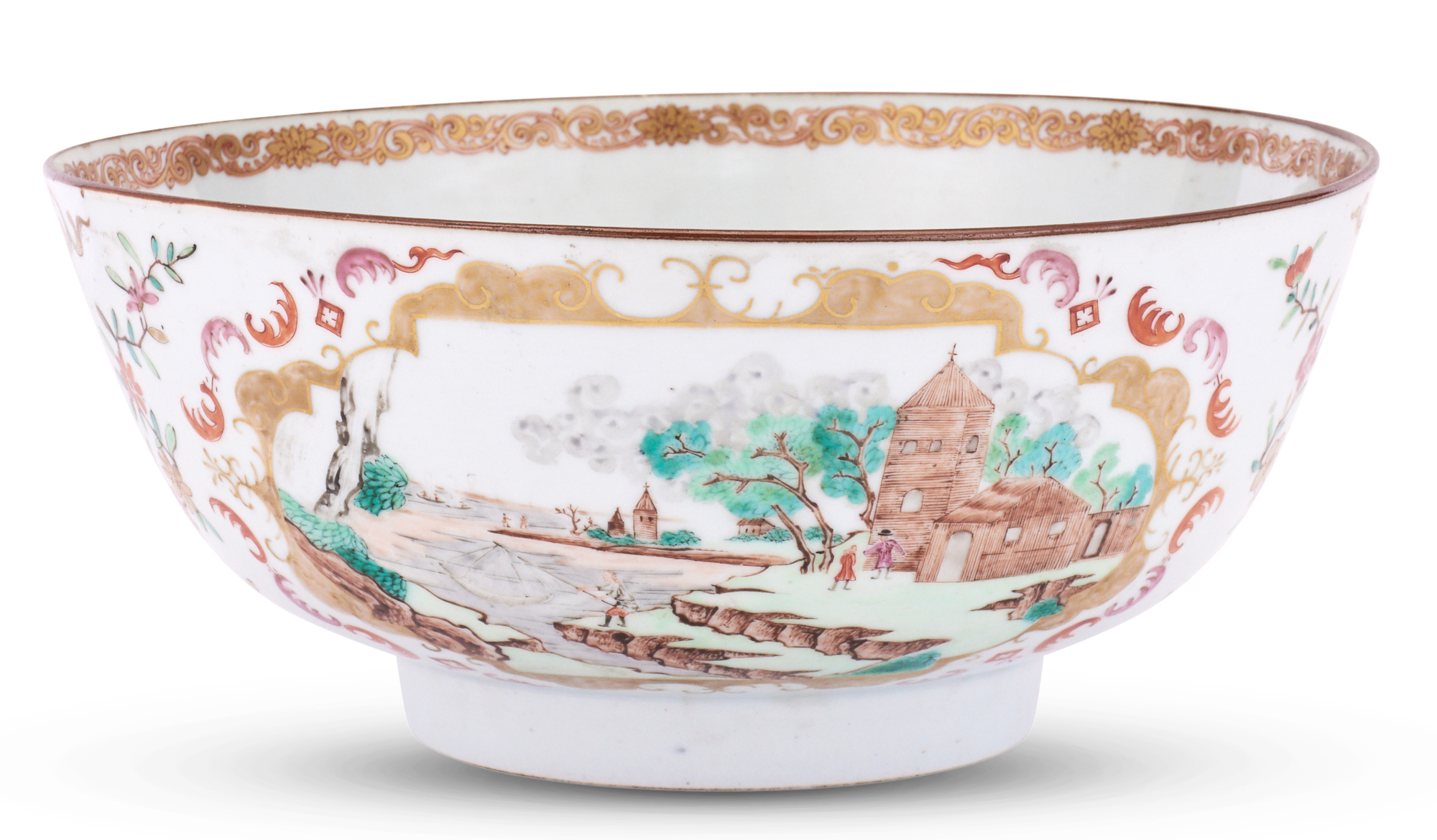 Lot image - A Chinese Enameled and Gilt Decorated Porcelain Punch bBowl