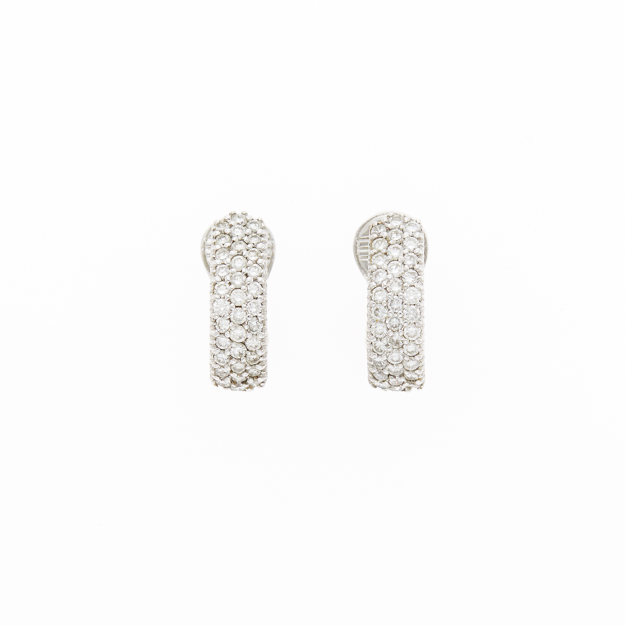 Lot image - Pair of White Gold and Diamond Half-Hoop Earrings