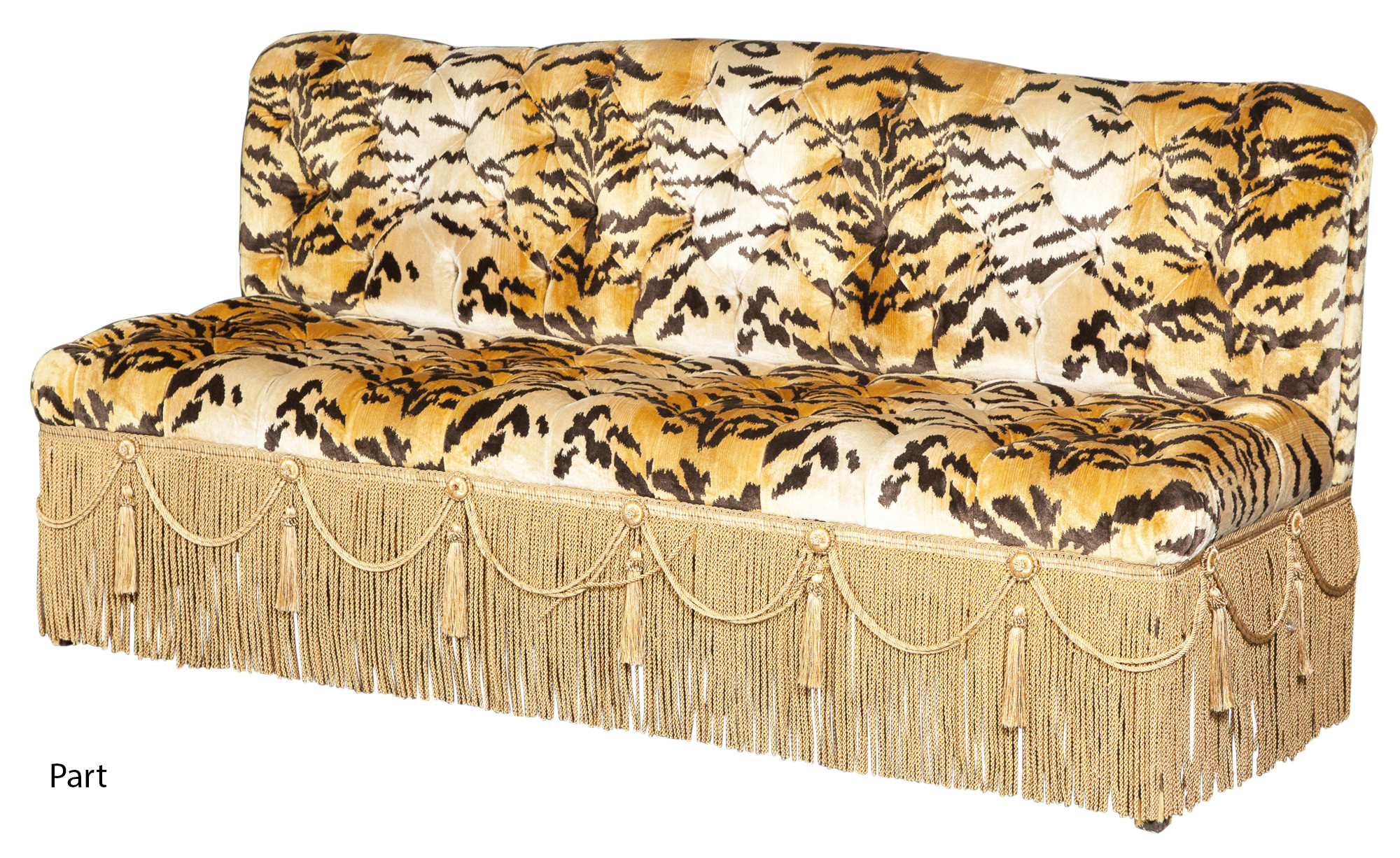 Lot image - Pair of Custom-Made Button-Tufted Upholstered Banquettes