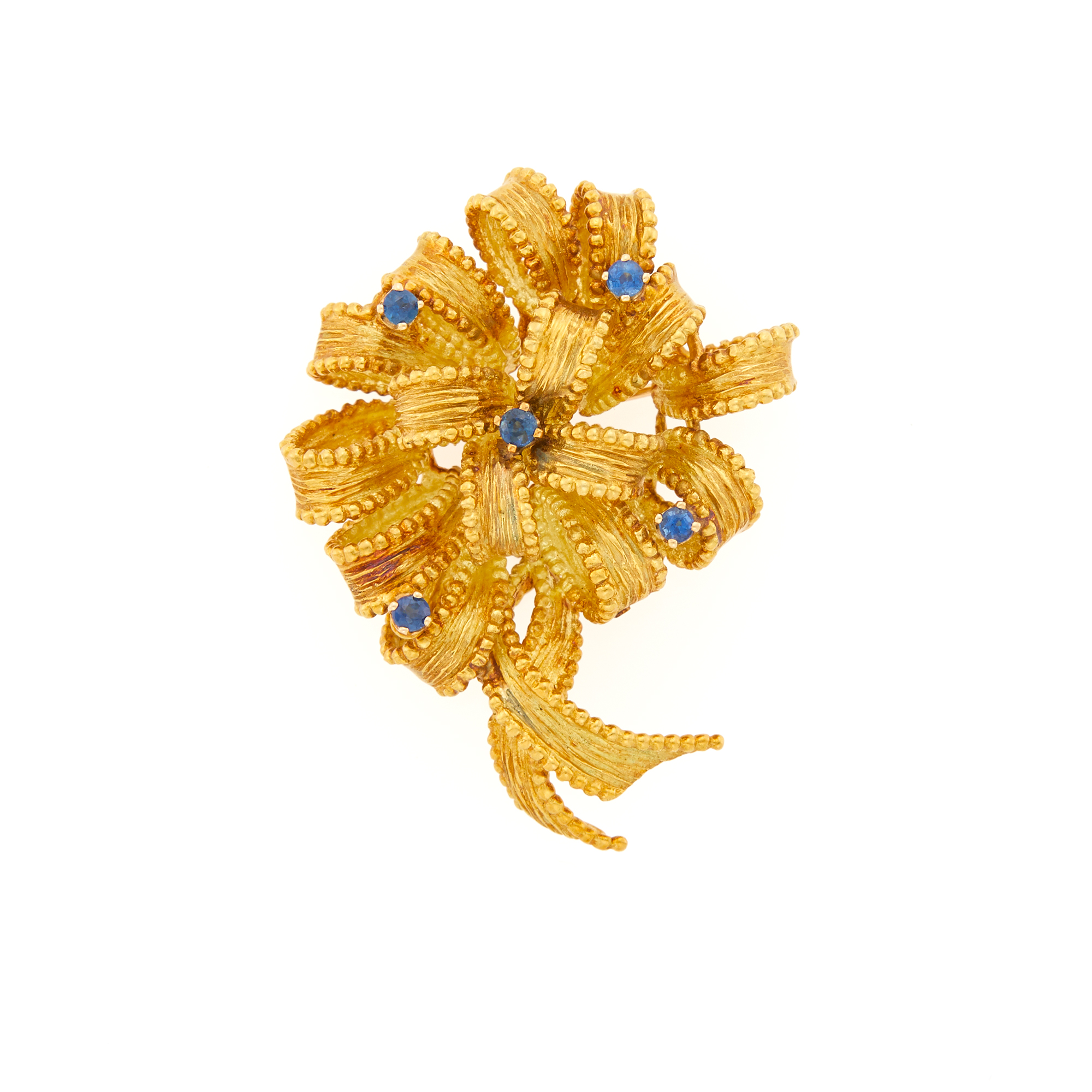 Lot image - Tiffany & Co. Gold and Sapphire Ribbon Brooch