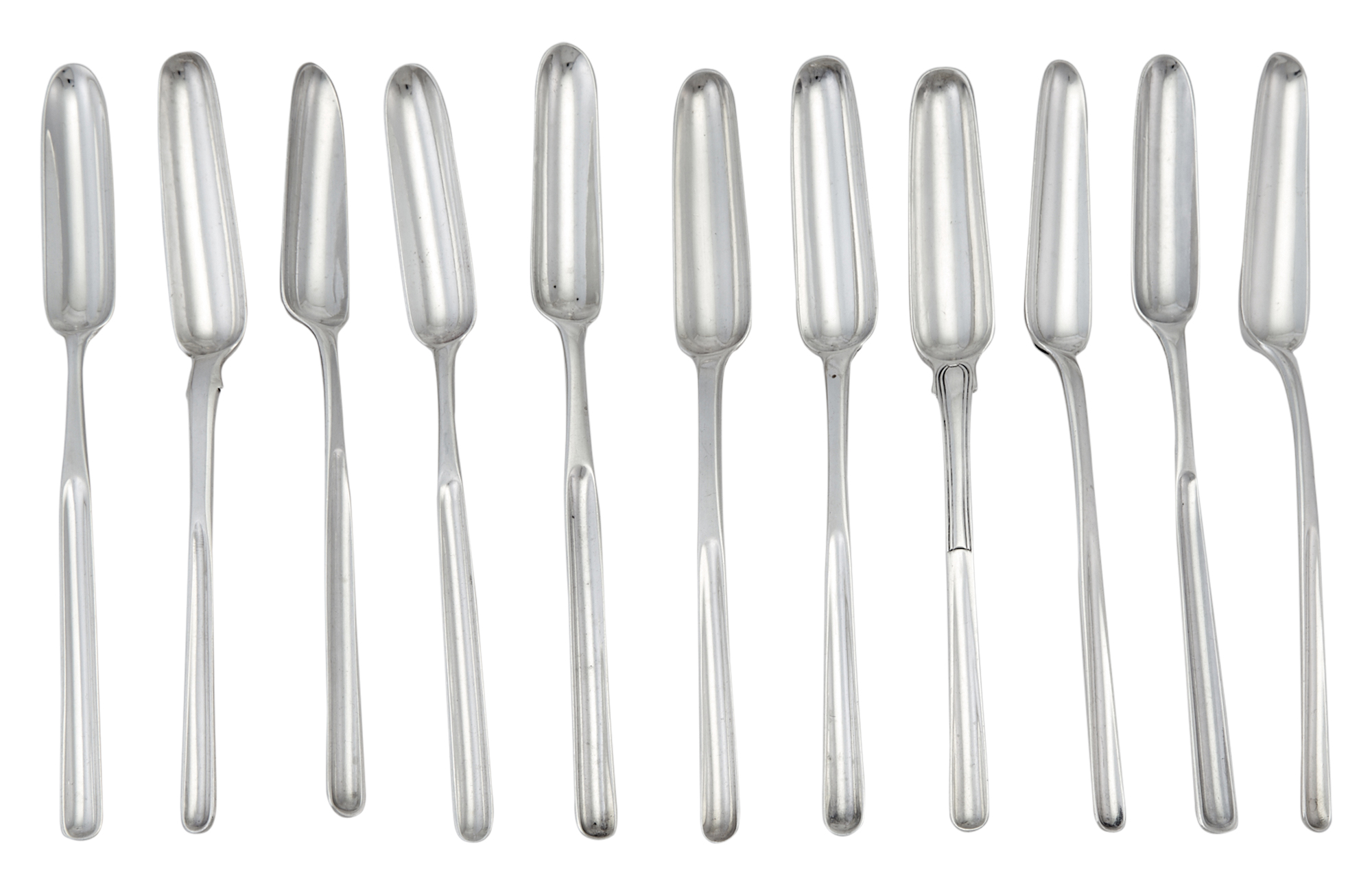 Lot image - Group of Eleven George III Sterling Silver Marrow Scoops