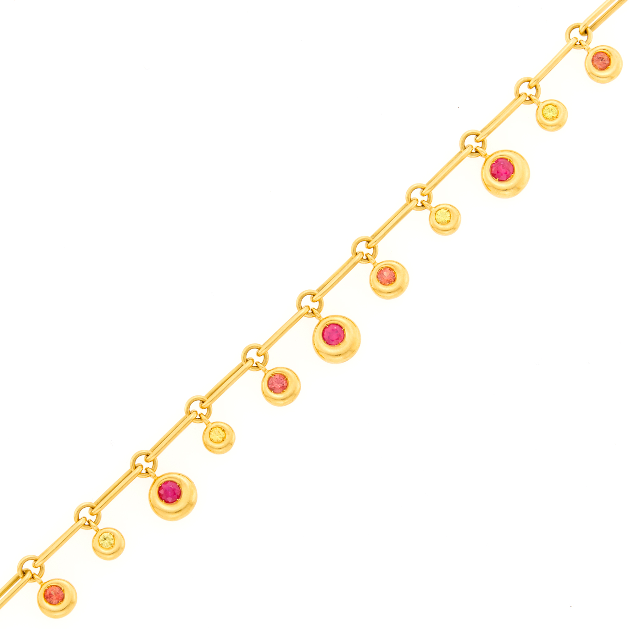 Lot image - Chaumet Gold, Ruby and Multicolored Sapphire Fringe Bracelet