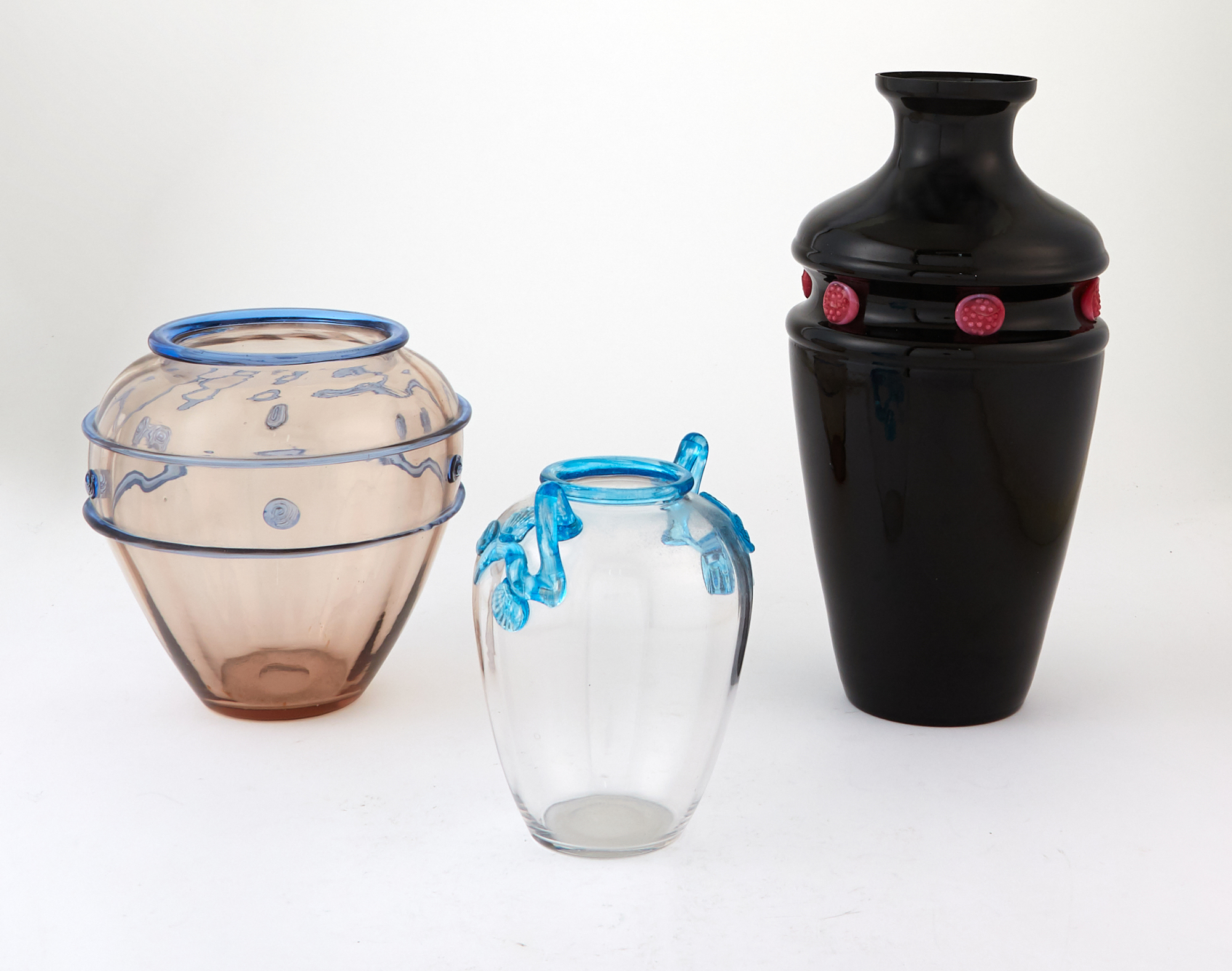 Lot image - Group of Three Carder Steuben Art Deco Glass Table Articles