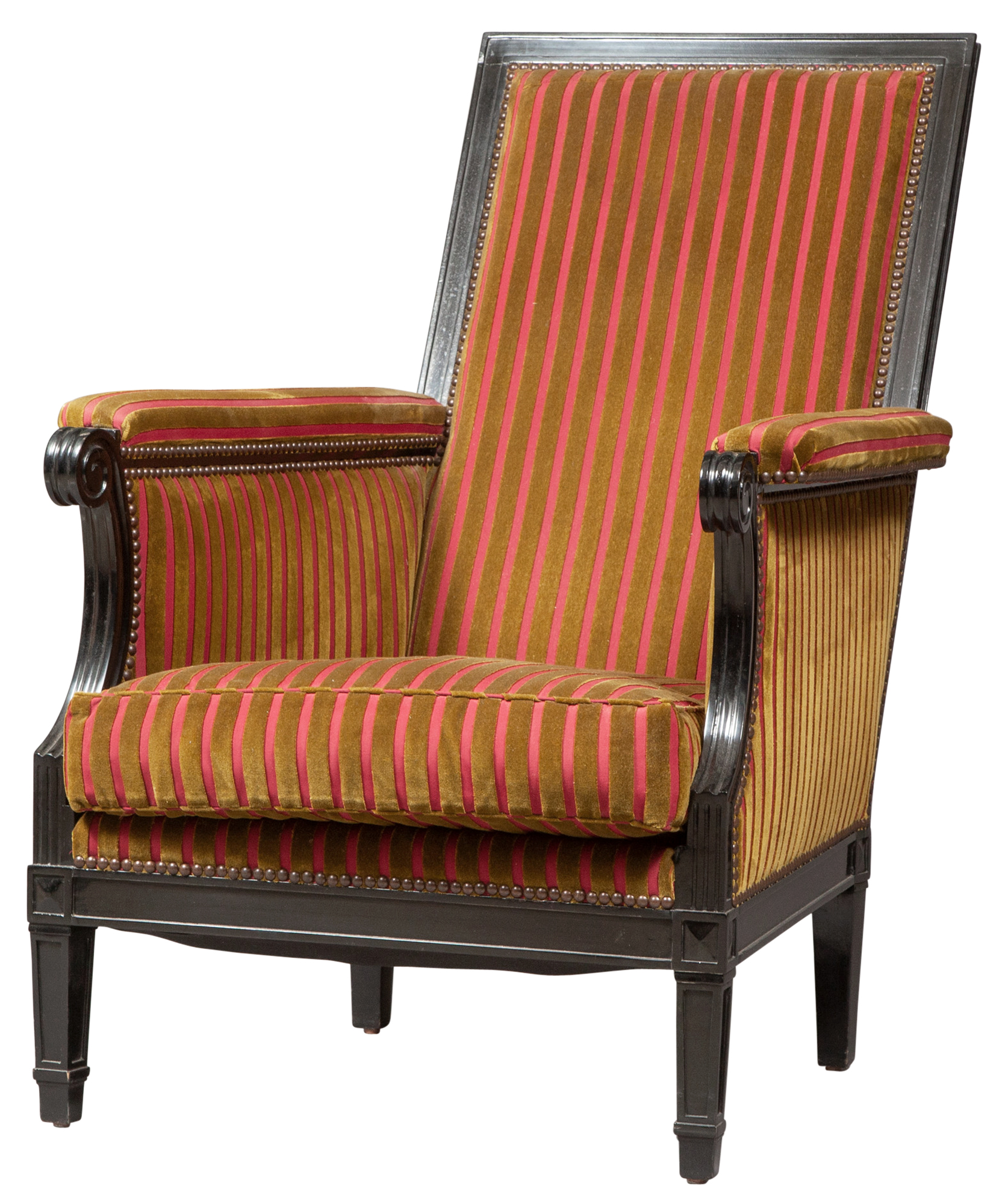 Lot image - Aubert Upholstered Ebonized Wood Armchair by Dessin Fournir