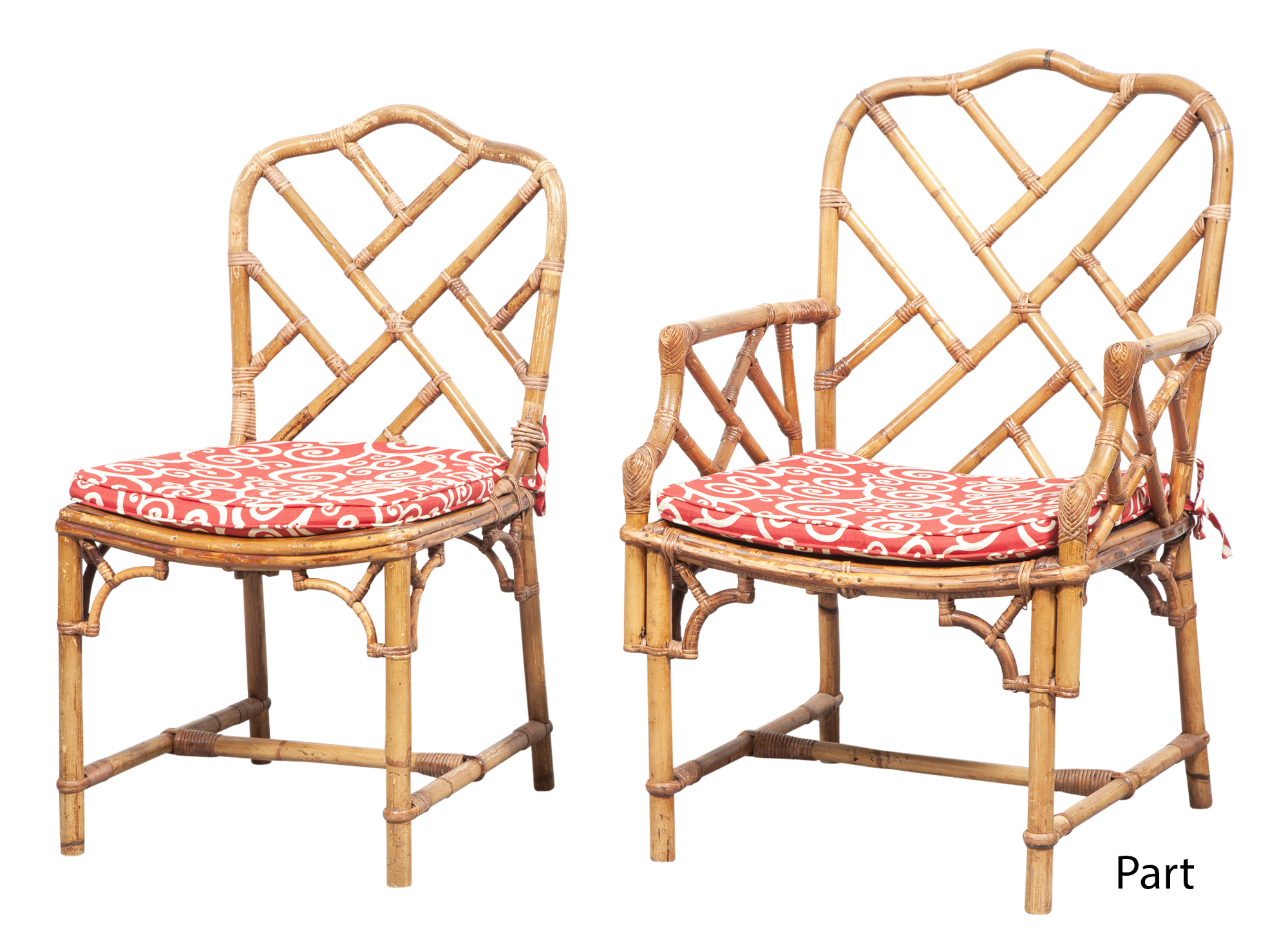 Lot image - Set of Ten Bamboo and Rattan Dining Chairs