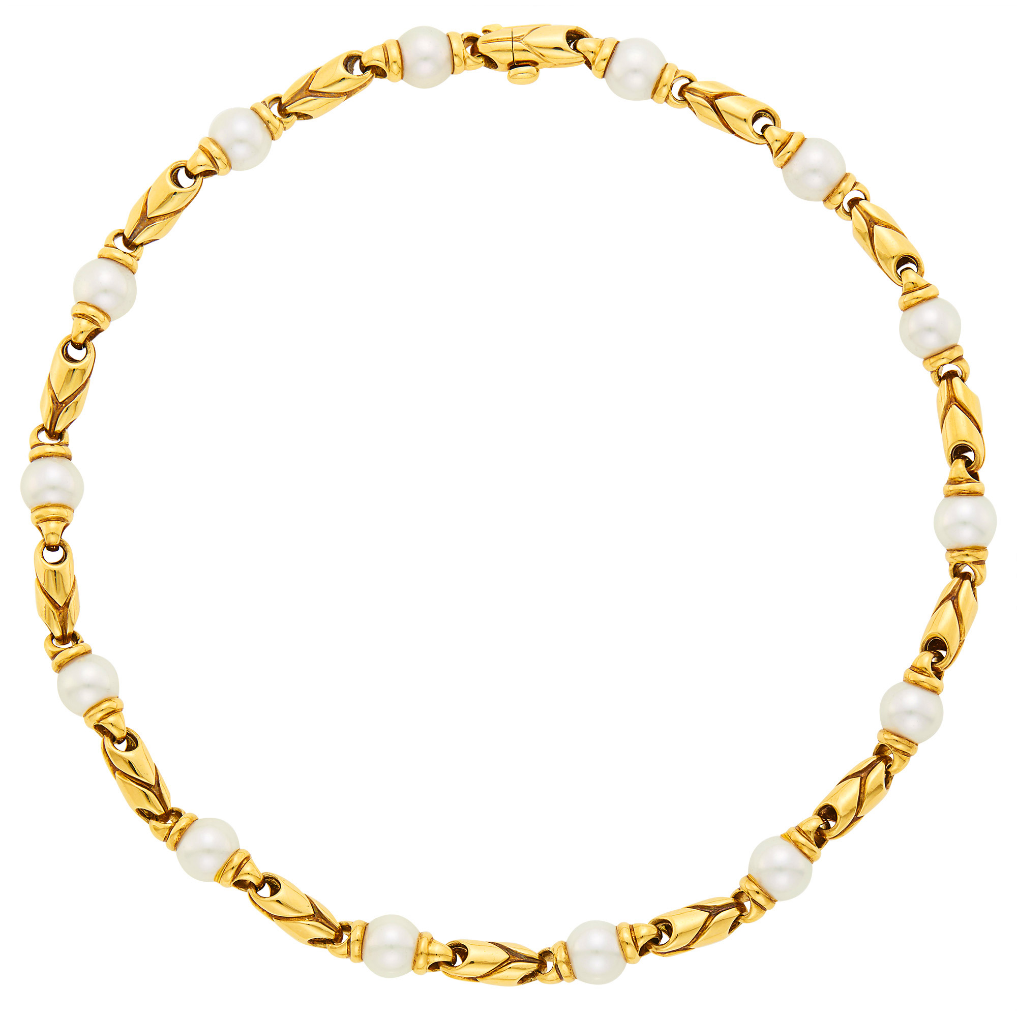 Lot image - Bulgari Gold and Cultured Pearl Necklace