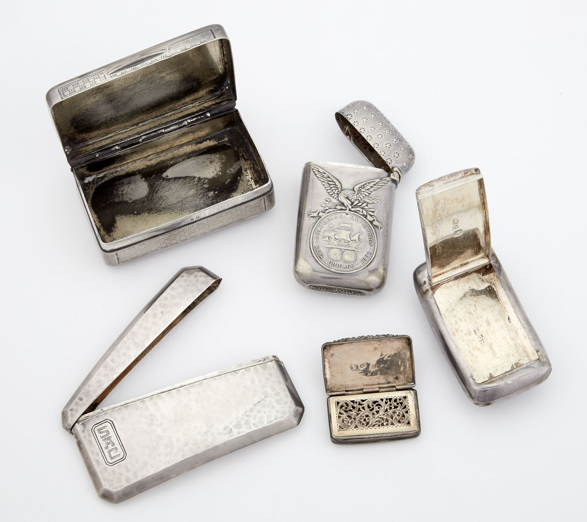 Lot image - Miscellaneous Group of Five Silver Cases